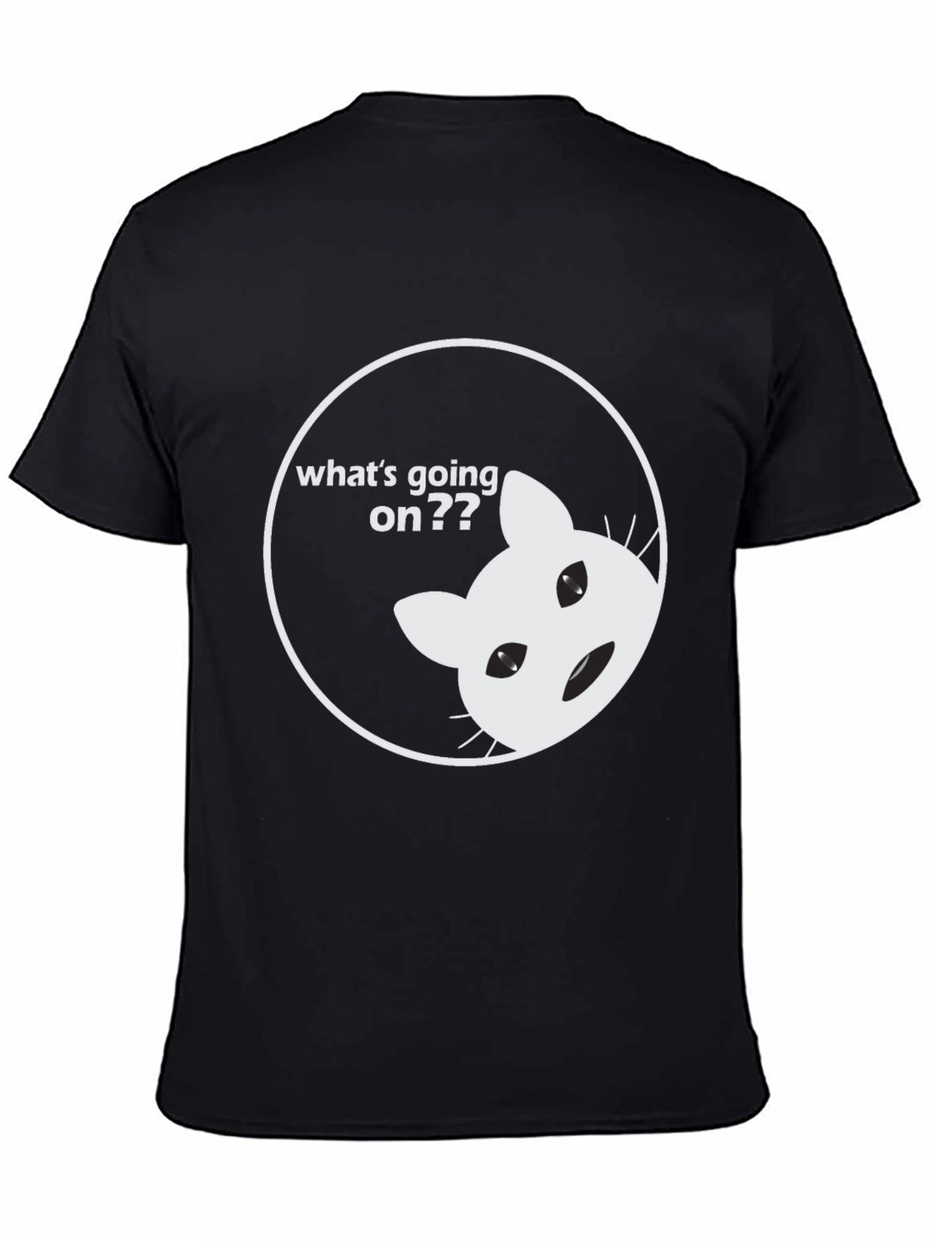 Funny Cat Whats Going On Black T-Shirt