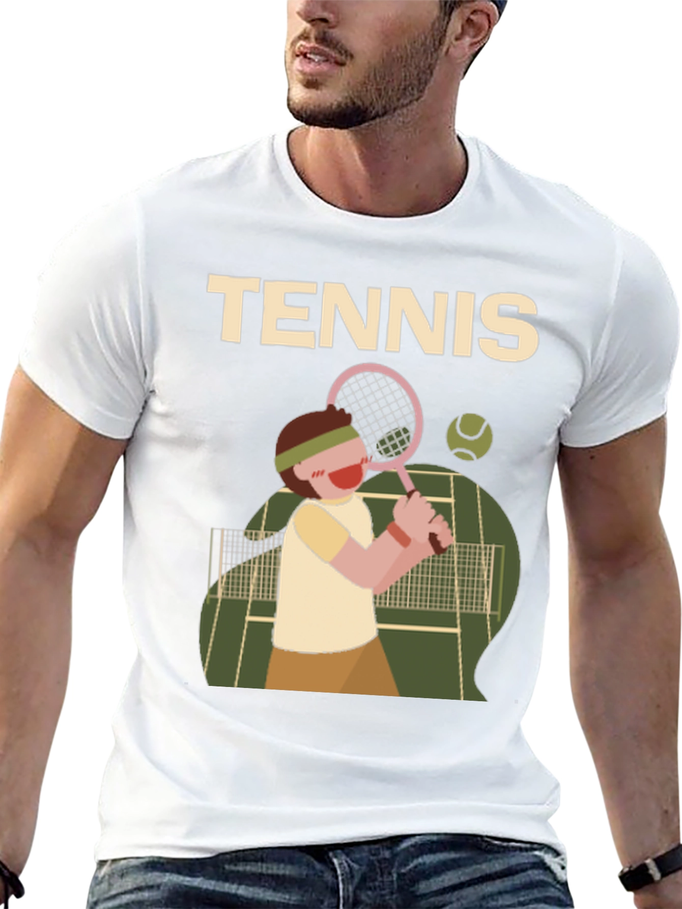 Tennis Player Graphic Tee - Black