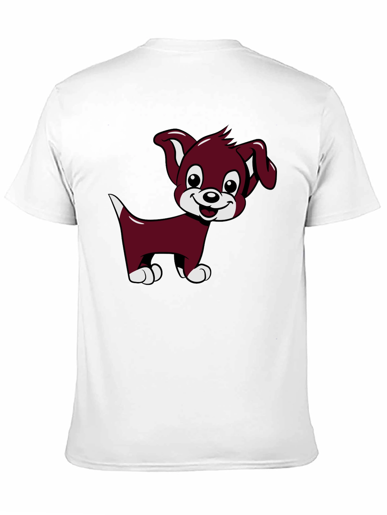Cute Puppy Cartoon Black T-Shirt