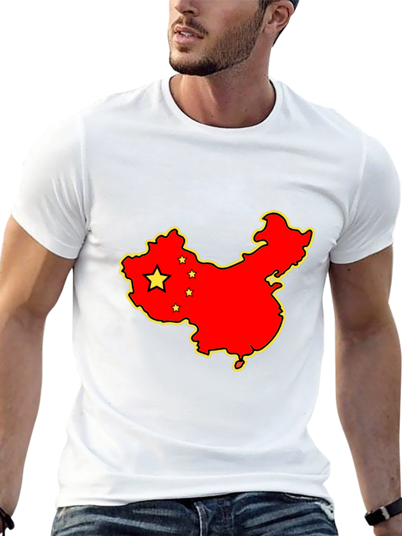 China Map Graphic Tee - Black Cotton T-Shirt