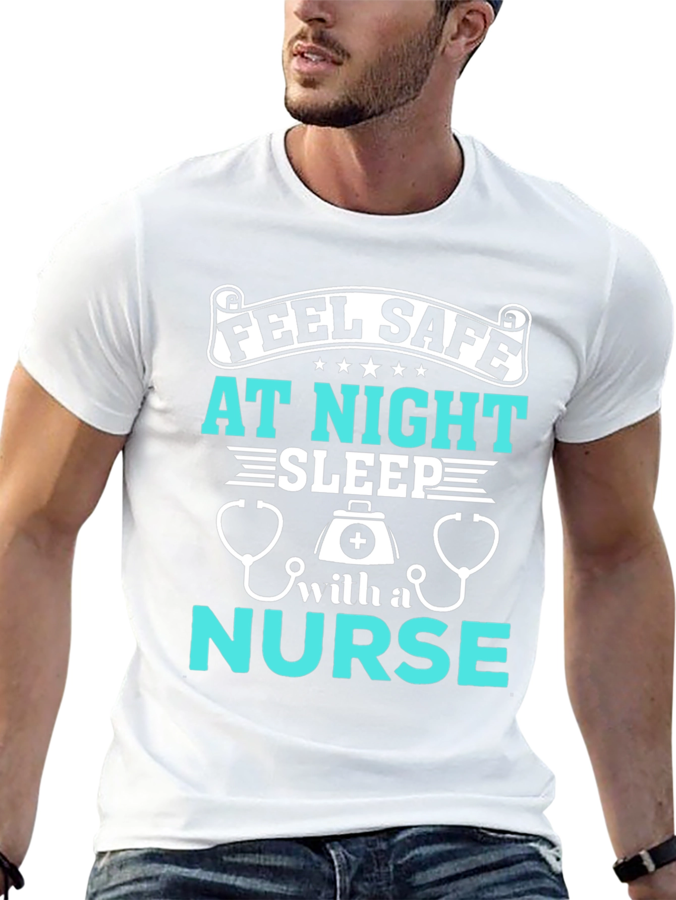 Feel Safe At Night Nurse Graphic T-Shirt