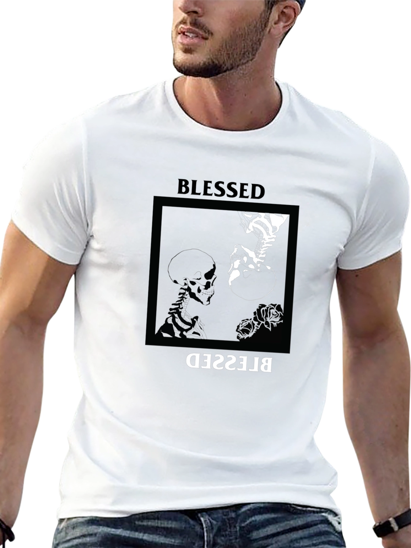Blessed Skeleton Graphic Tee - Unisex Black T-Shirt