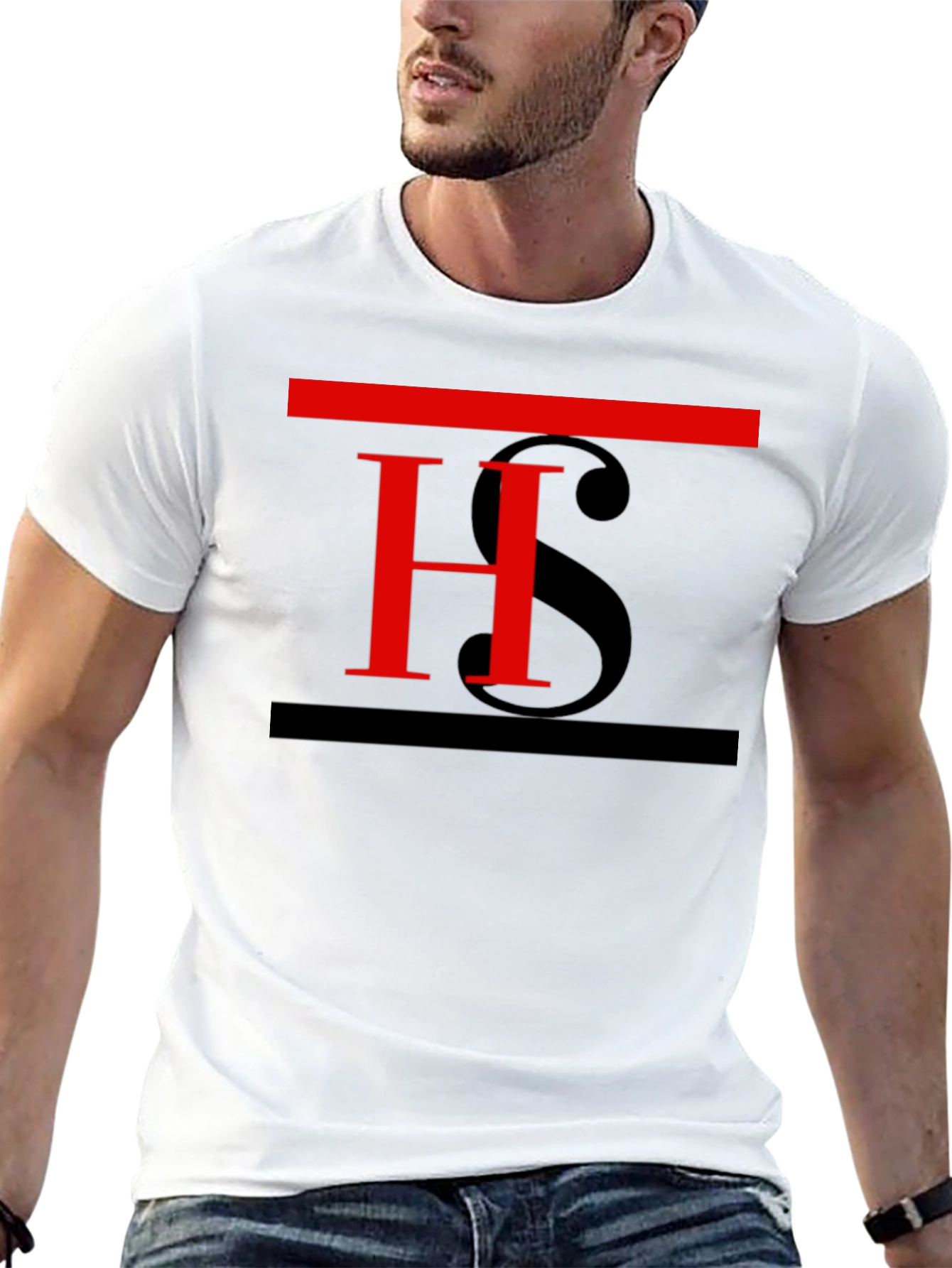 Stylish Black T-Shirt with Red H Graphic