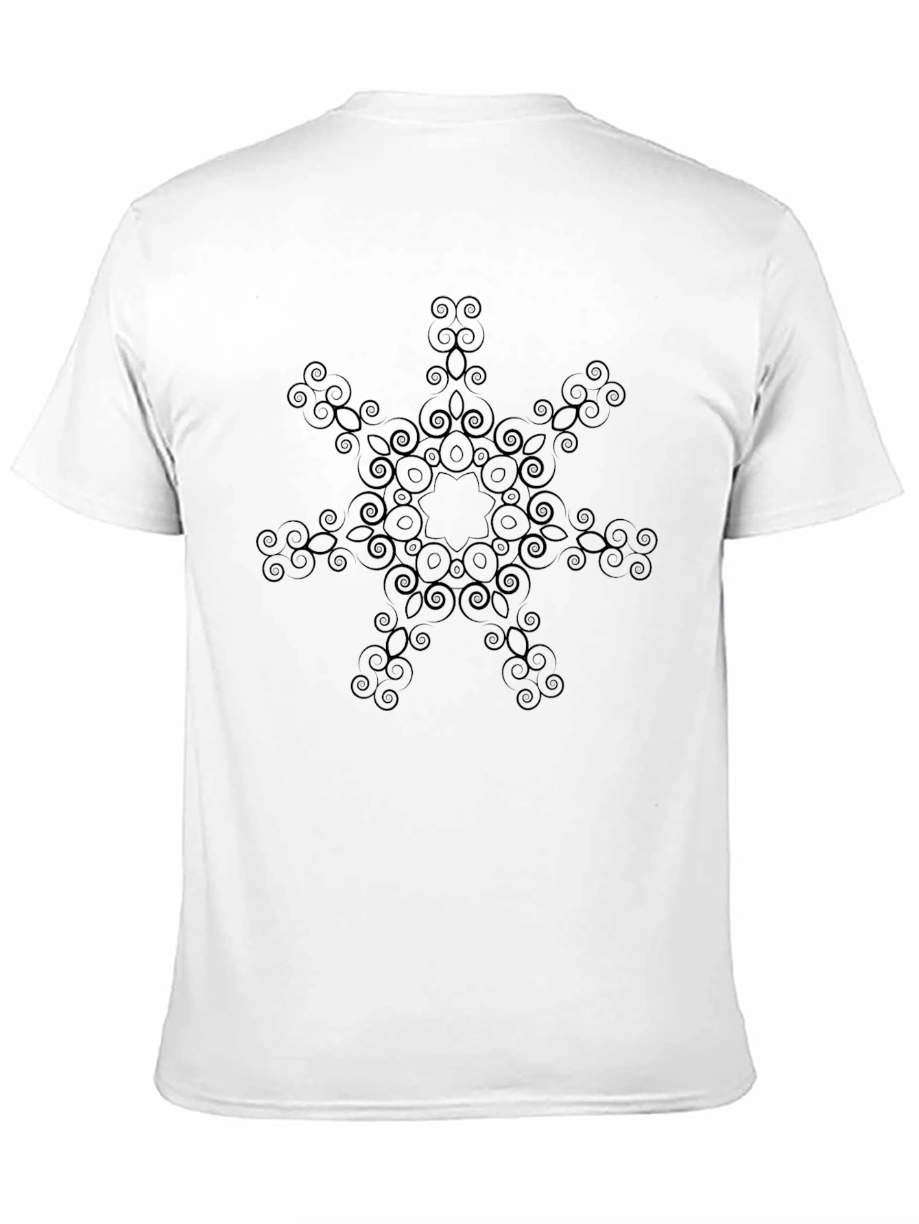 Mens Black Graphic Tee - Geometric Snowflake Design