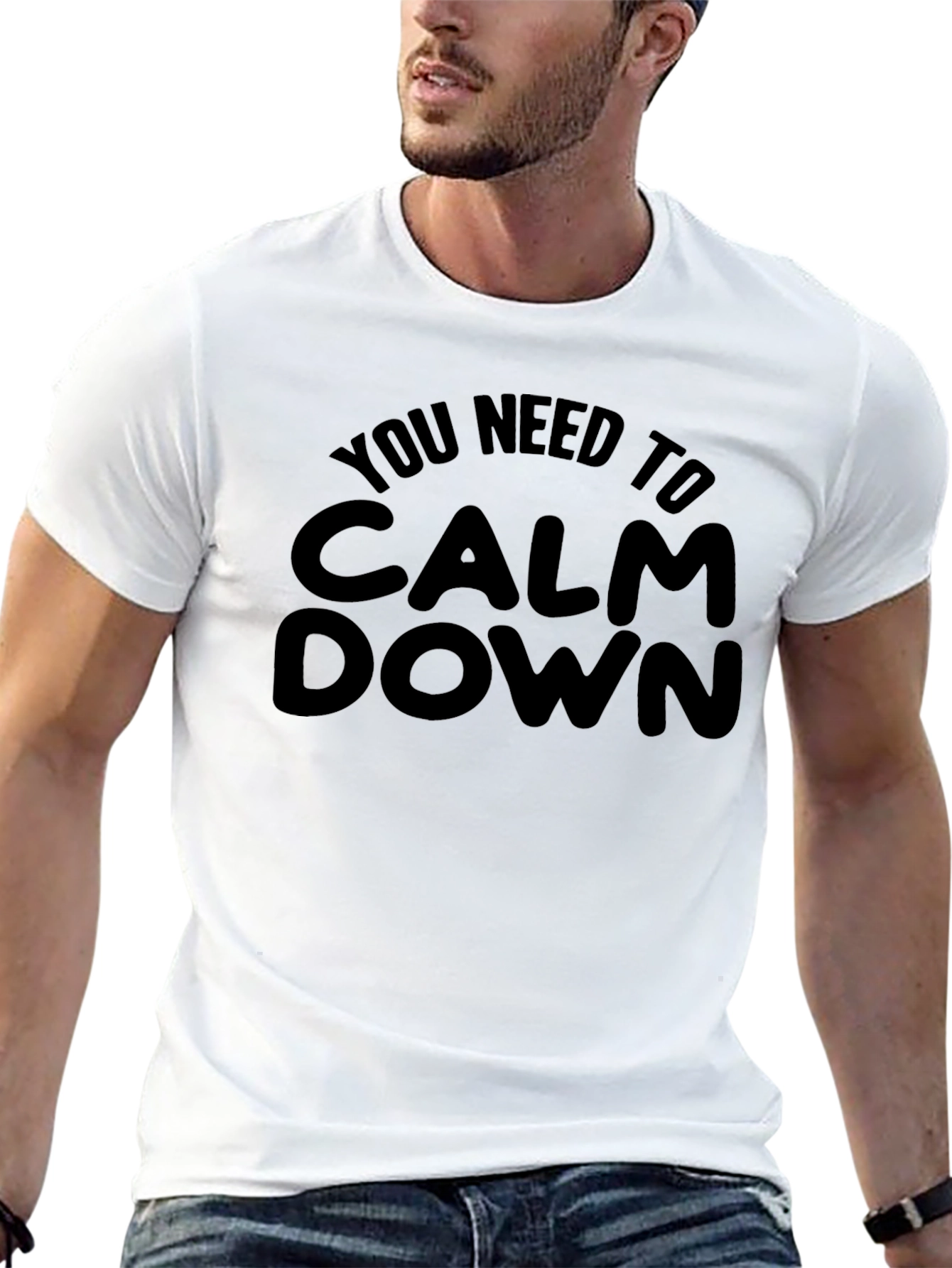 Calm Down Graphic T-Shirt - Relaxed Fit Black Tee