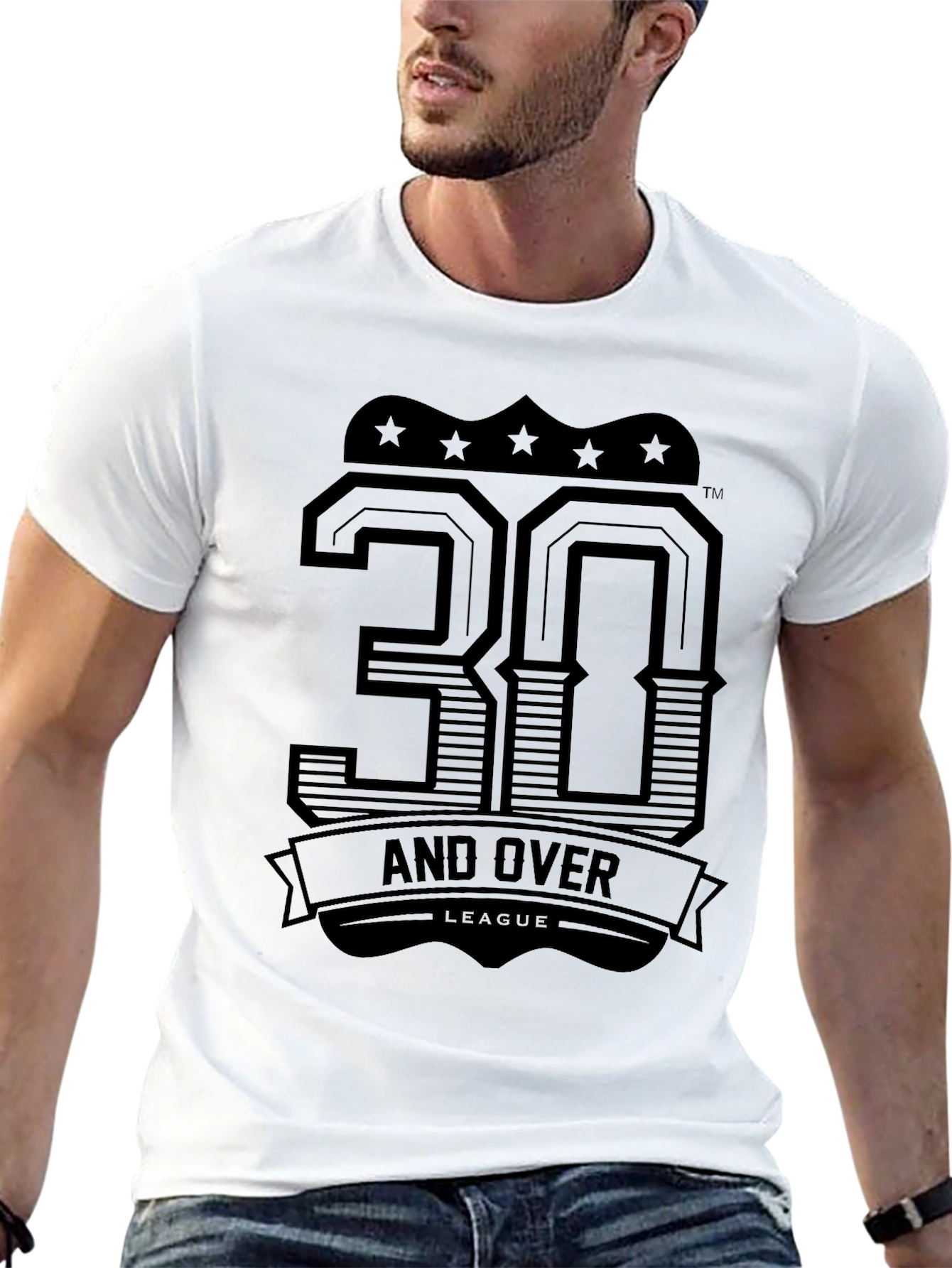 30 and Over League Black Graphic Tee