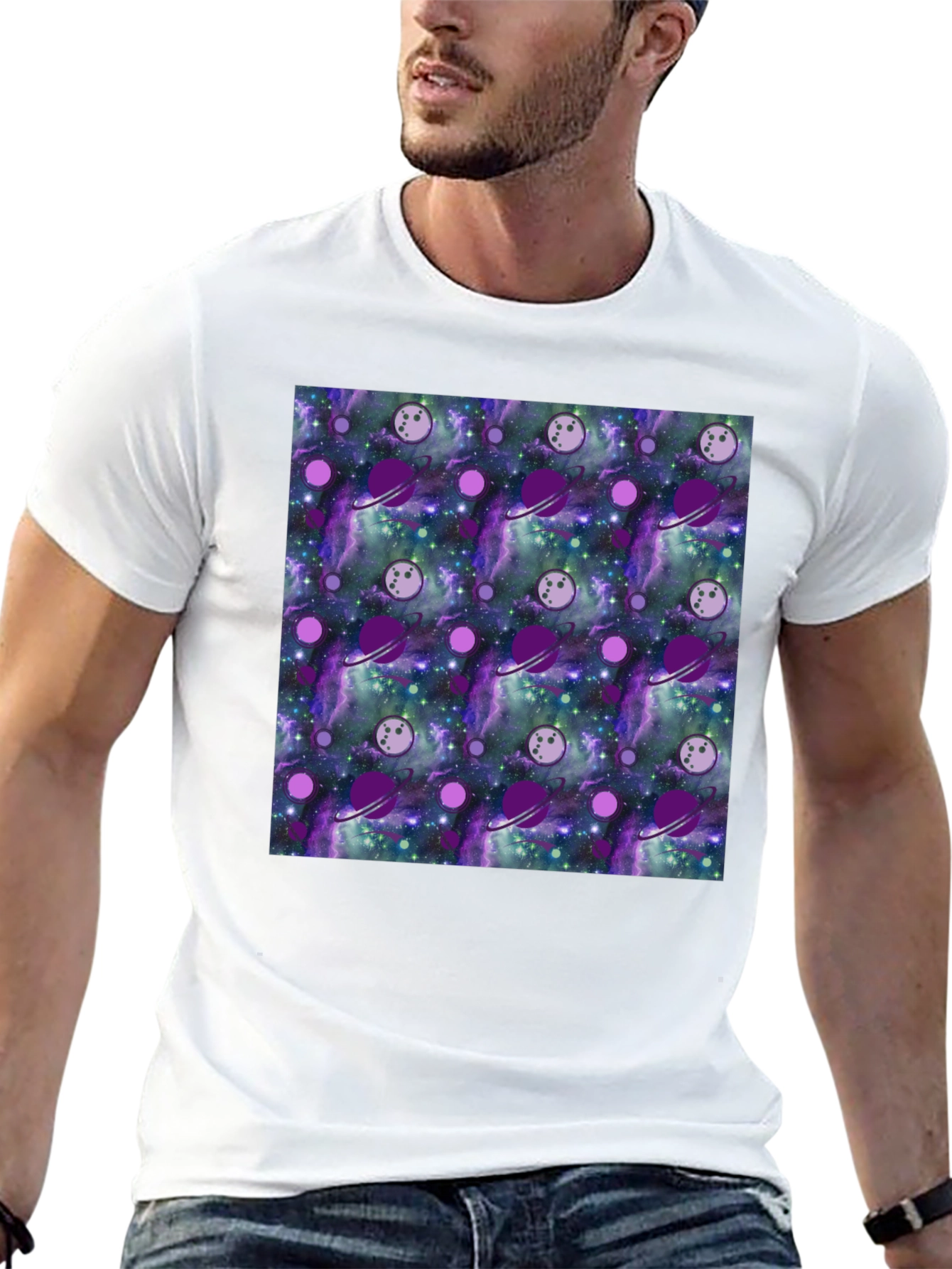 Galaxy Planets Pattern T-Shirt