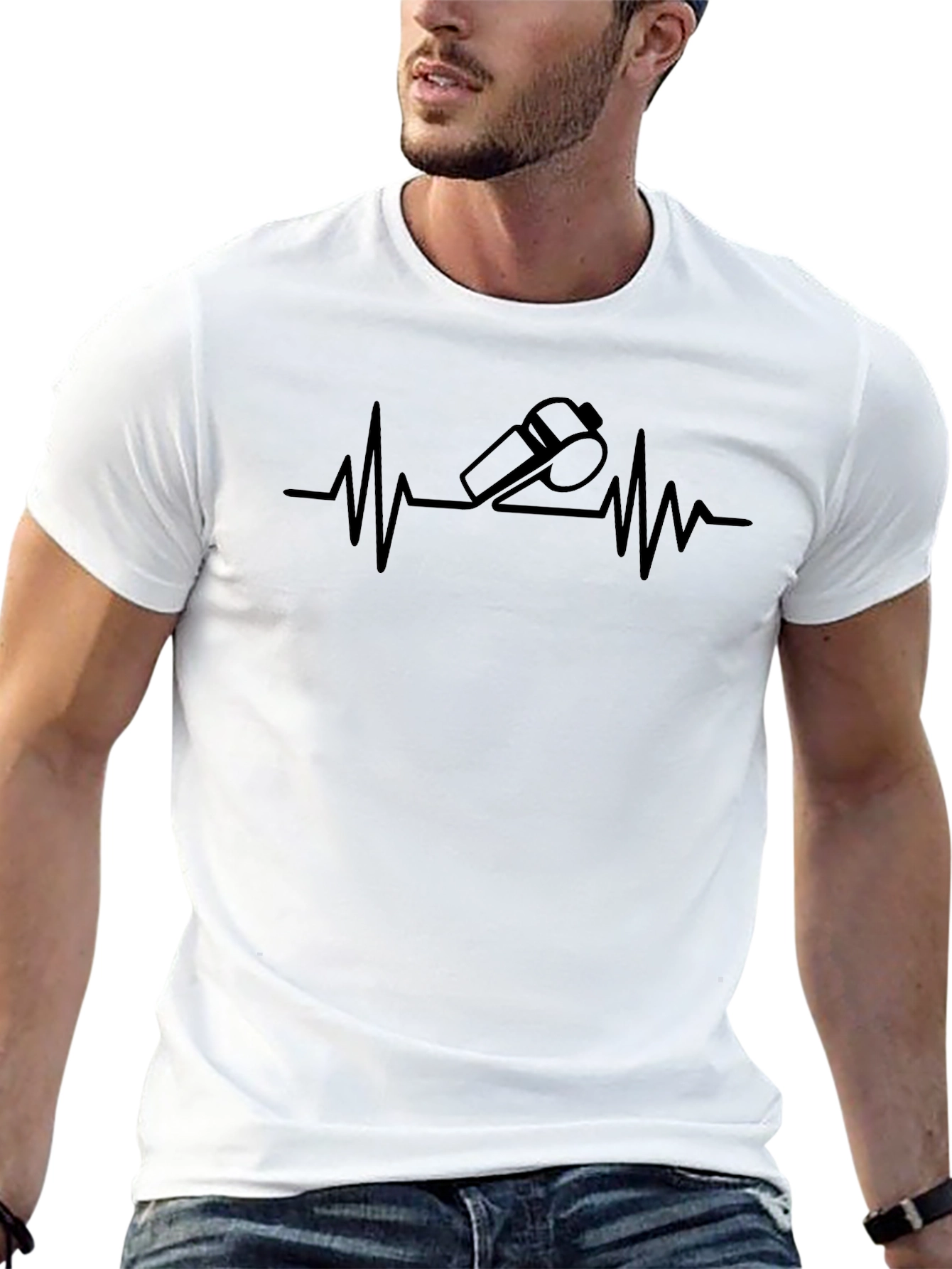 Heartbeat Whistle Graphic Tee - Black