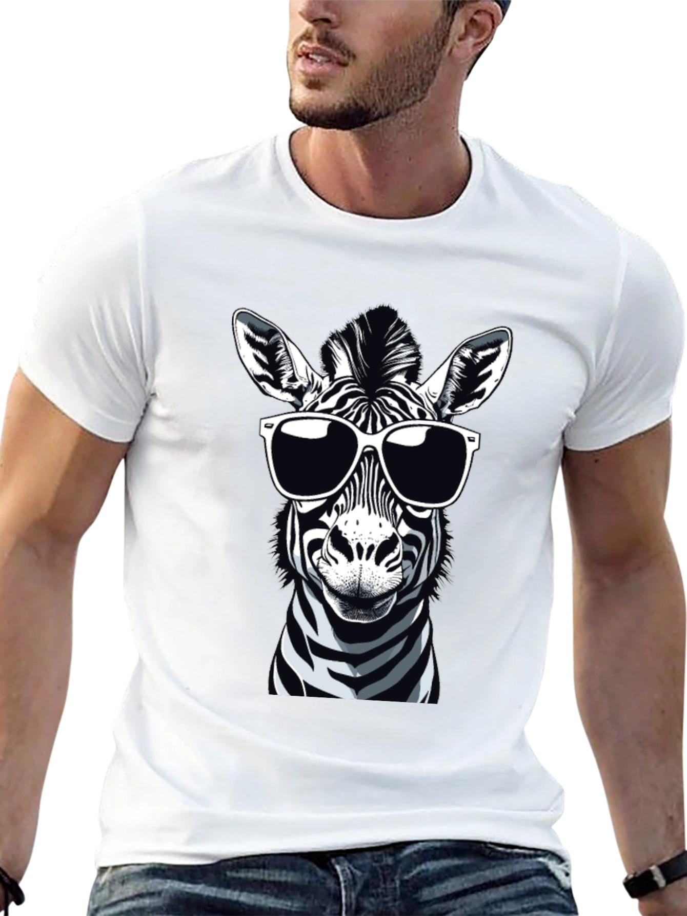 Cool Zebra Graphic Tee - Mens Black T-Shirt