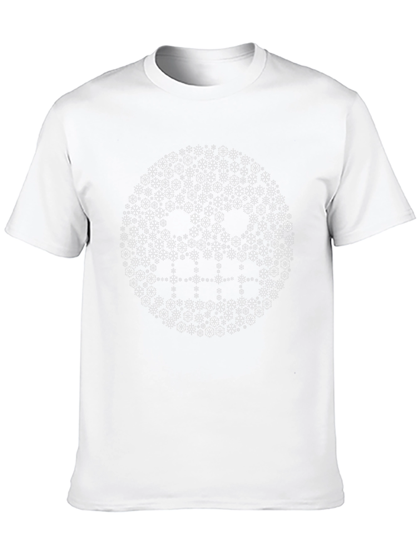Smiley Face Snowflake Pattern Black T-Shirt