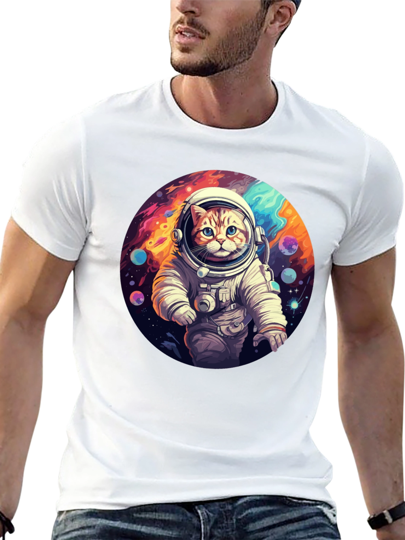 Cosmic Cat Astronaut T-Shirt - Galaxy Adventure!