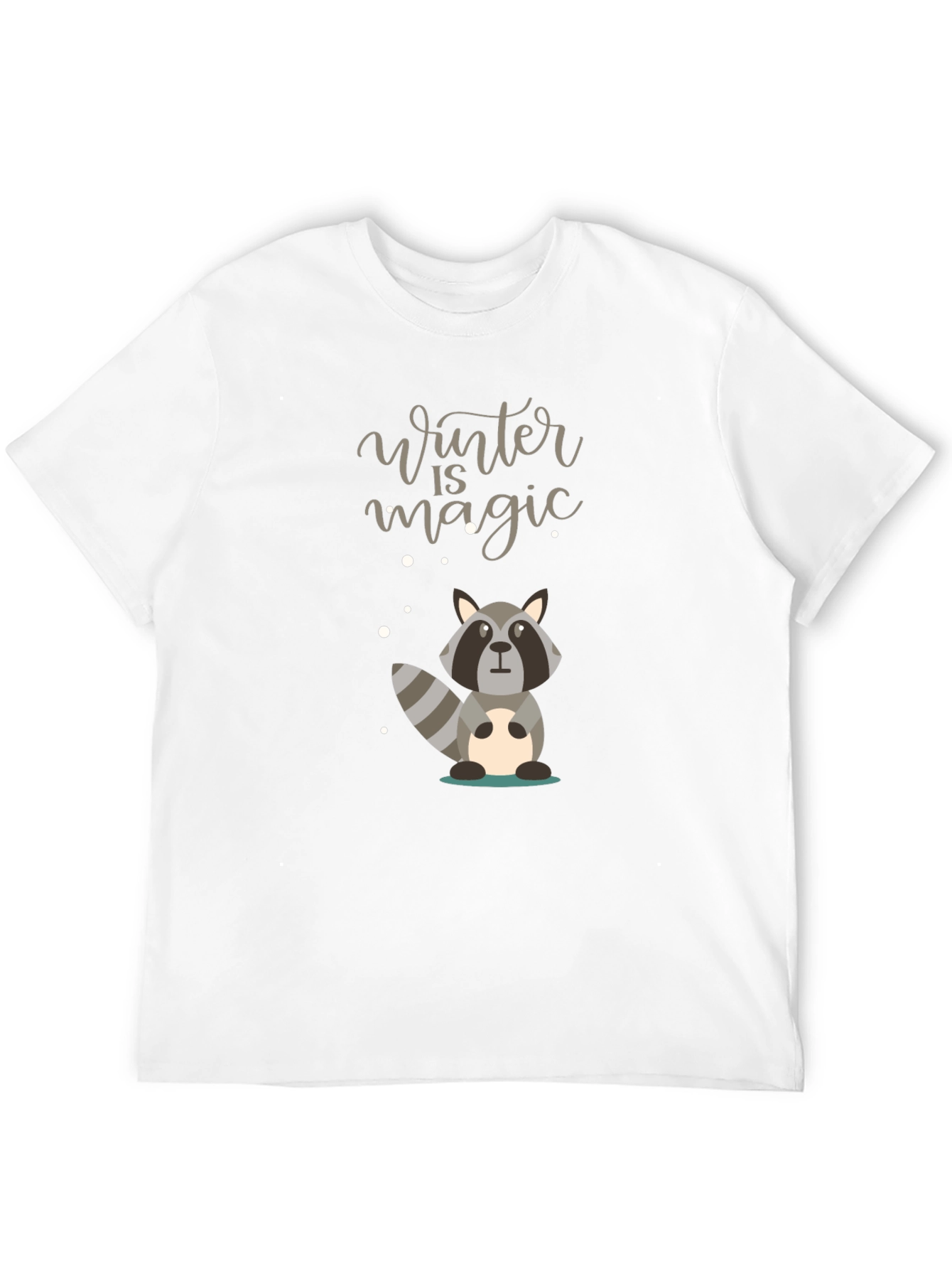Winter Magic Raccoon Graphic Tee - Cozy Style