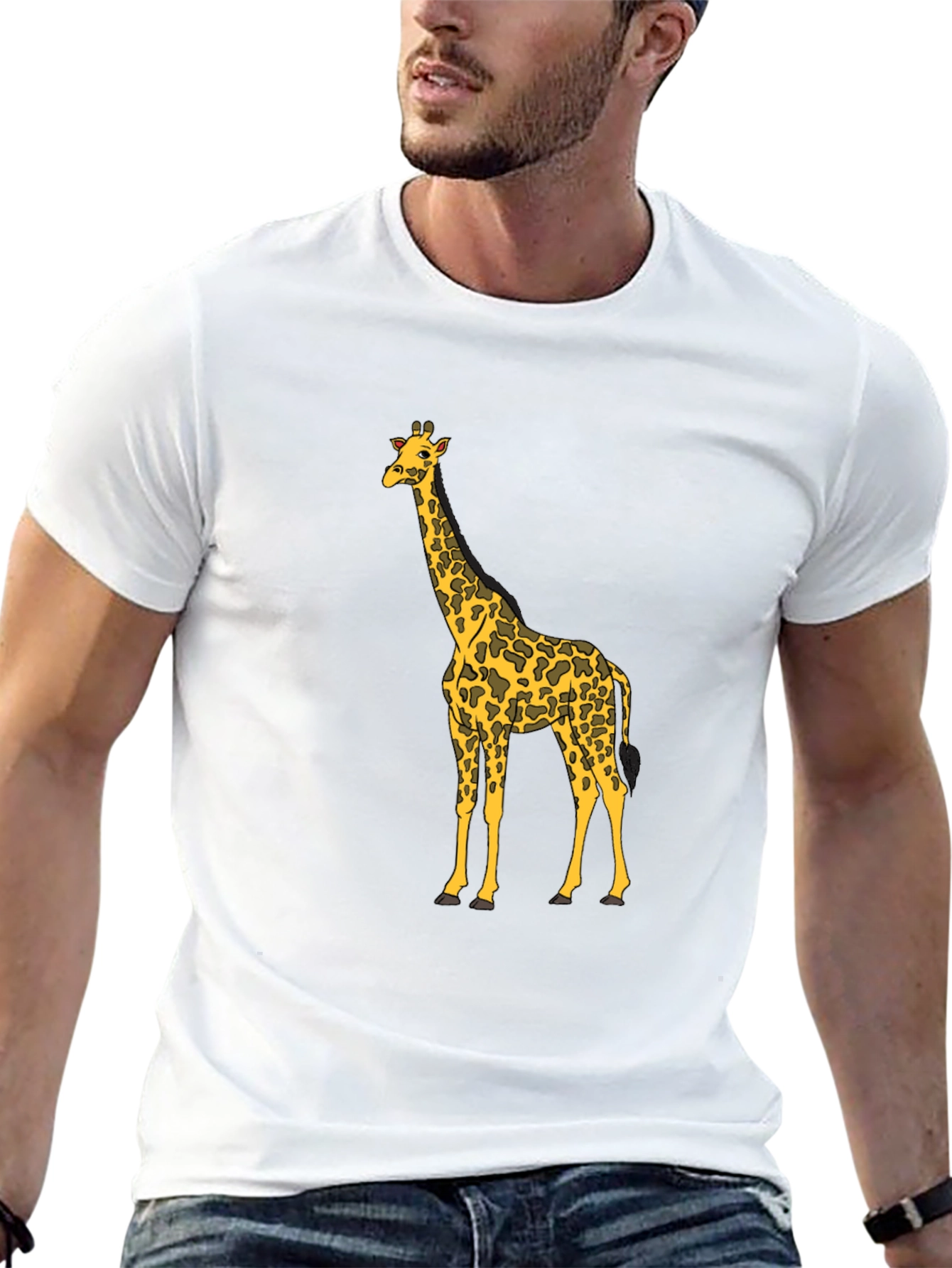 Giraffe Print Black T-Shirt Animal Lover Tee