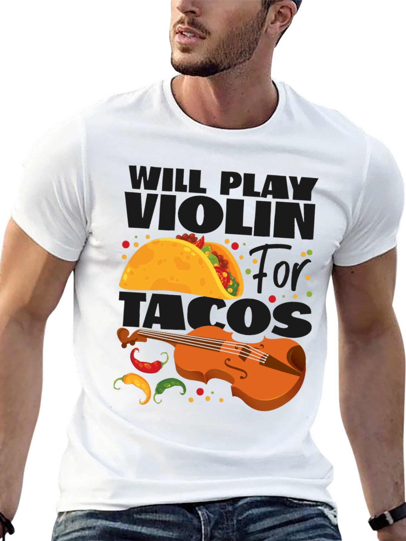 Will Play Violin for Tacos Funny Graphic Tee