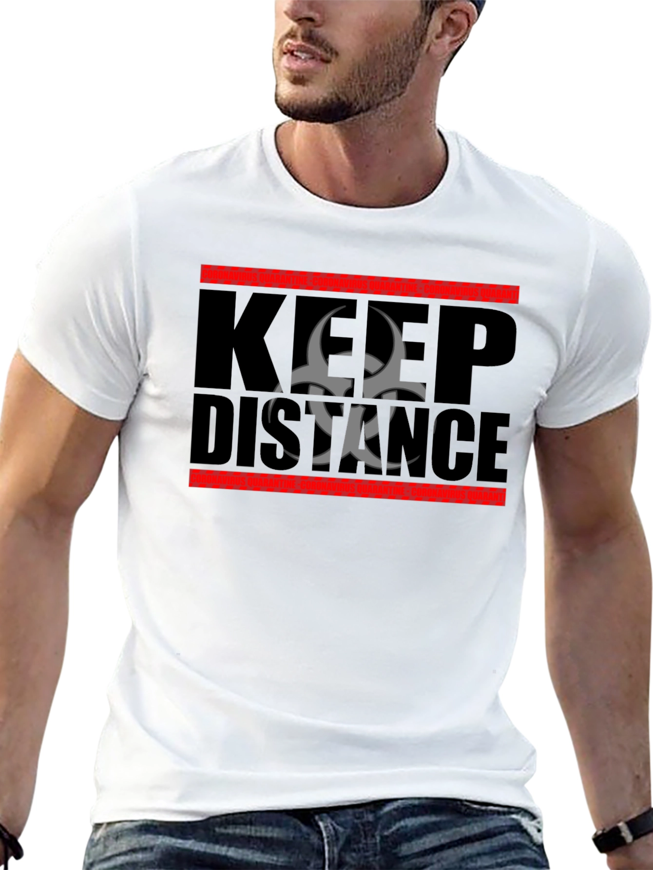 Keep Distance Biohazard Graphic T-Shirt - Stay Safe Style