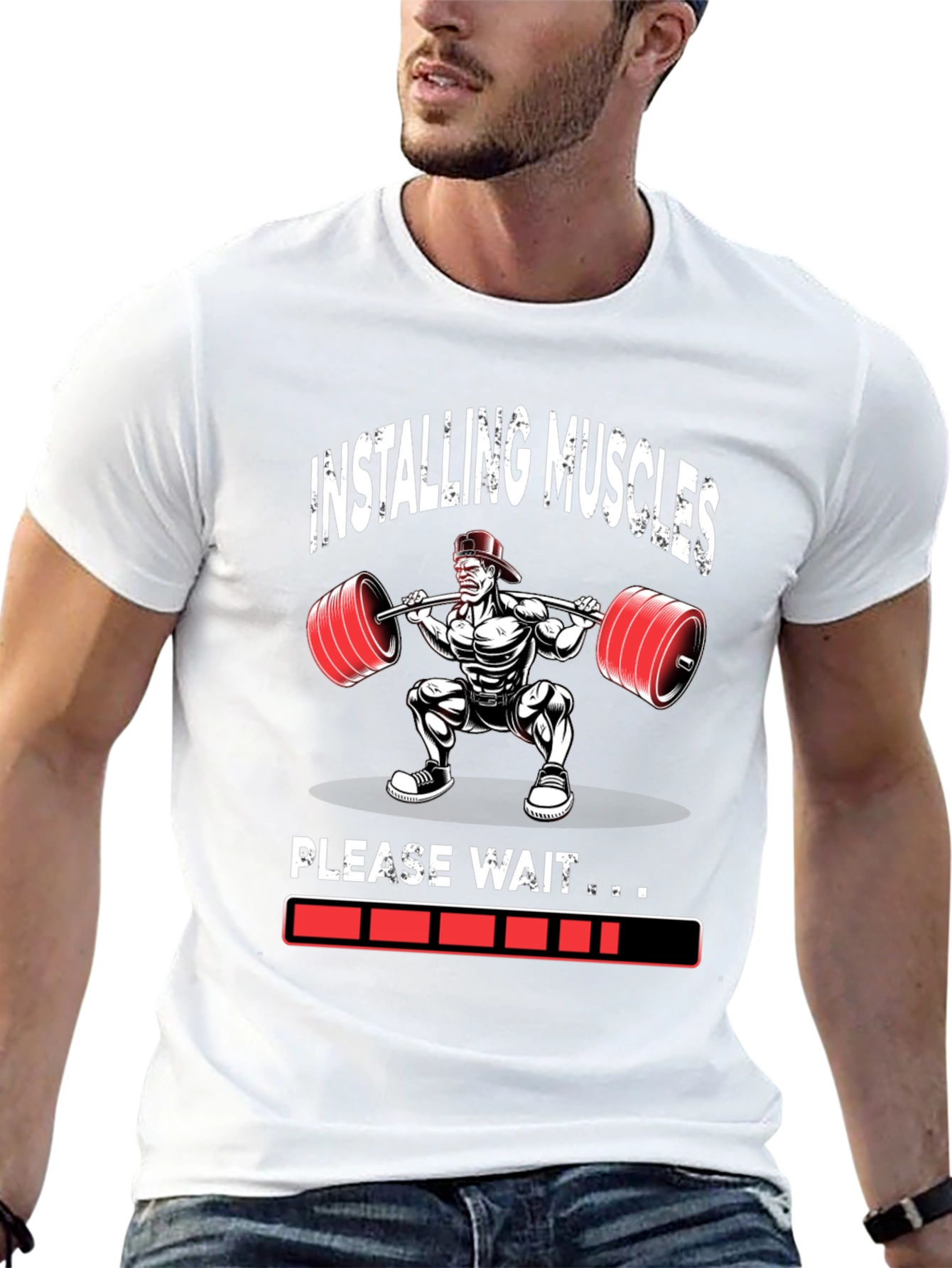 Installing Muscles Weightlifting Graphic T-Shirt