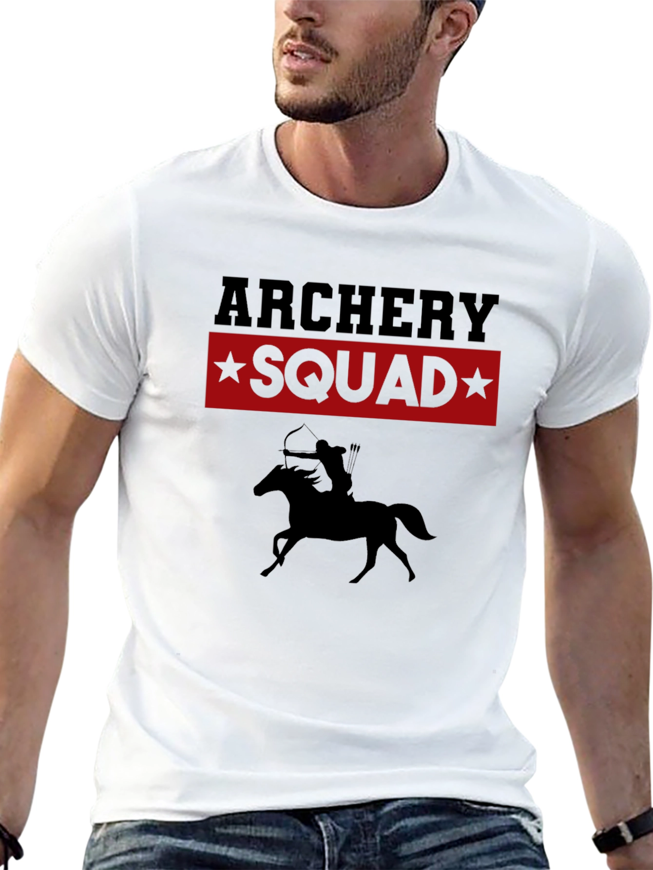 Archery Squad Black T-Shirt Archer Horseback Design