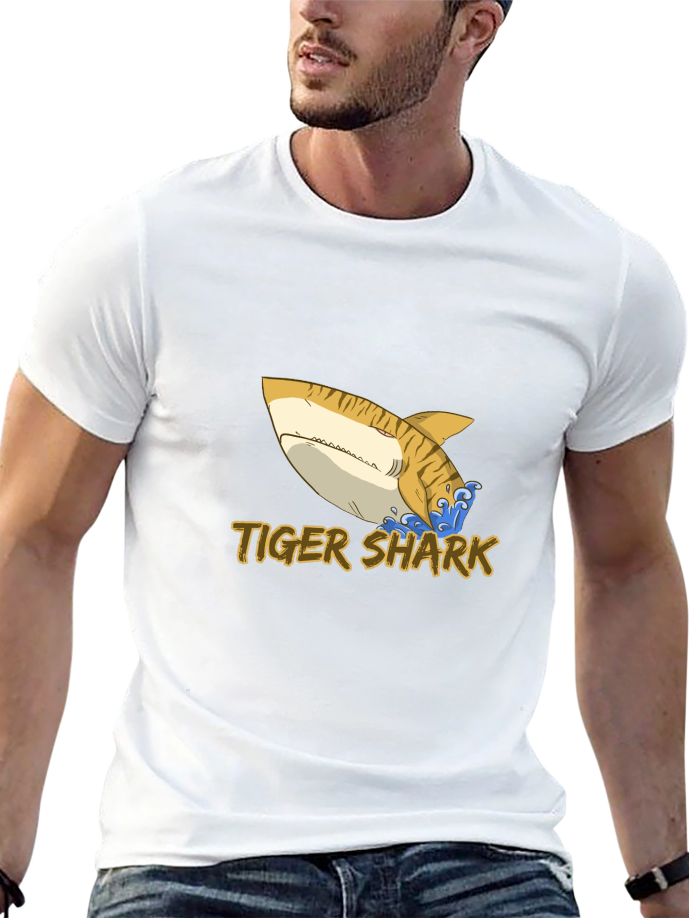 Tiger Shark Graphic Tee - Black Cotton Comfort
