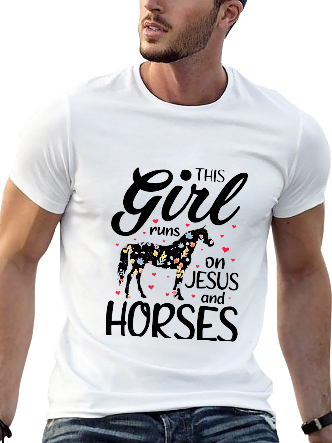This Girl Runs on Jesus and Horses T-Shirt