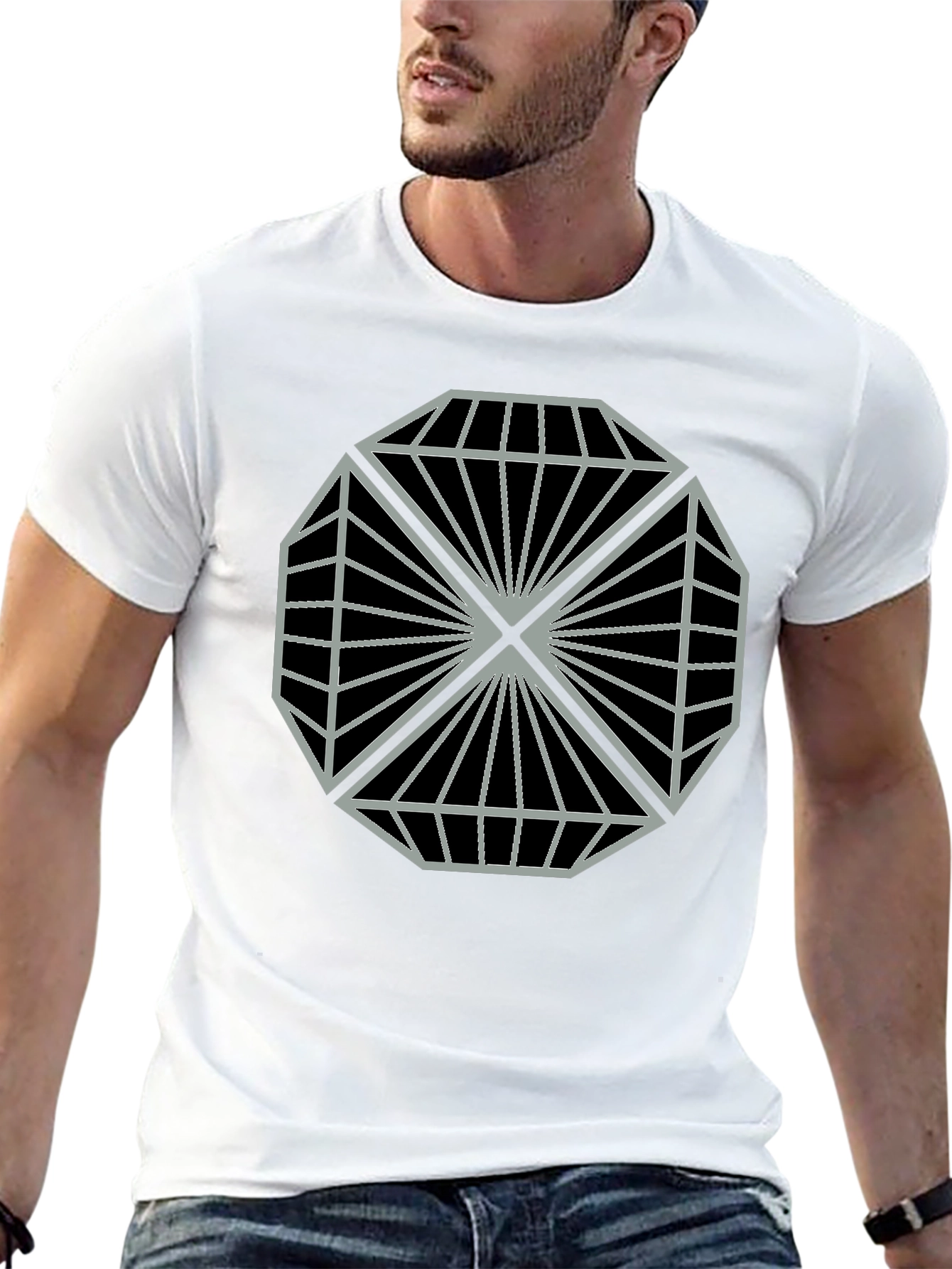 Geometric Diamond Pattern Graphic Tee