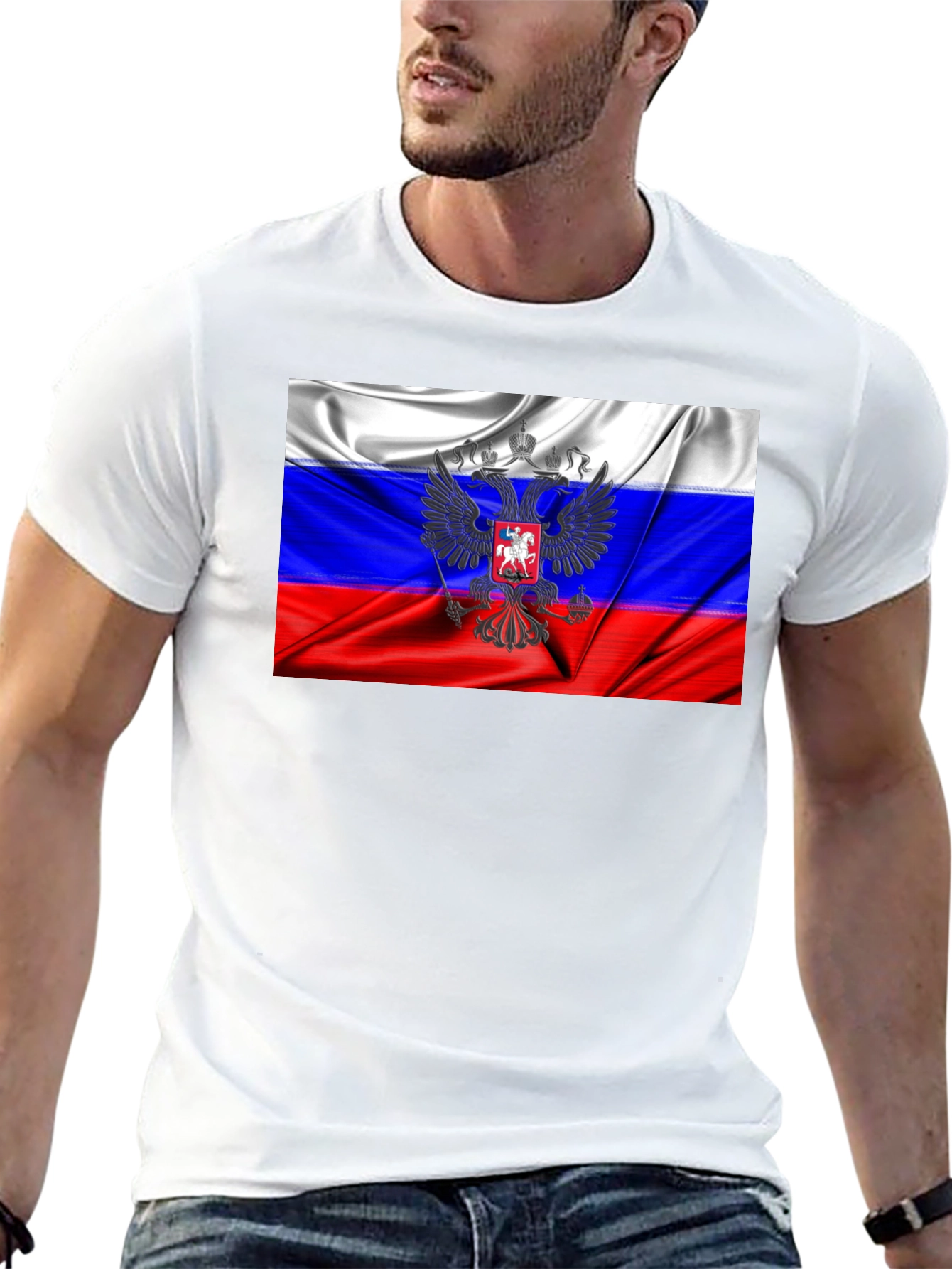 Russian Flag Eagle Graphic T-Shirt