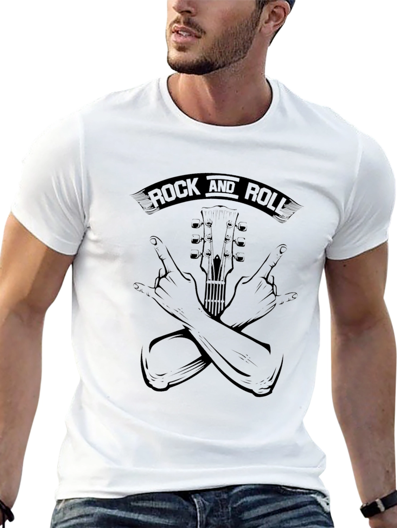 Rock and Roll Graphic T-Shirt - Black