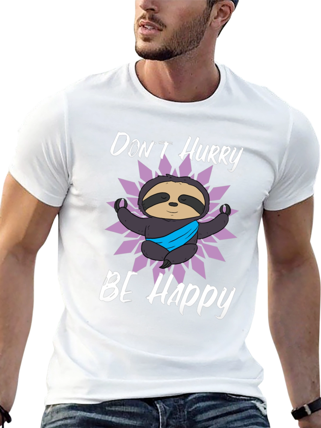 Dont Hurry Be Happy Sloth Graphic T-Shirt