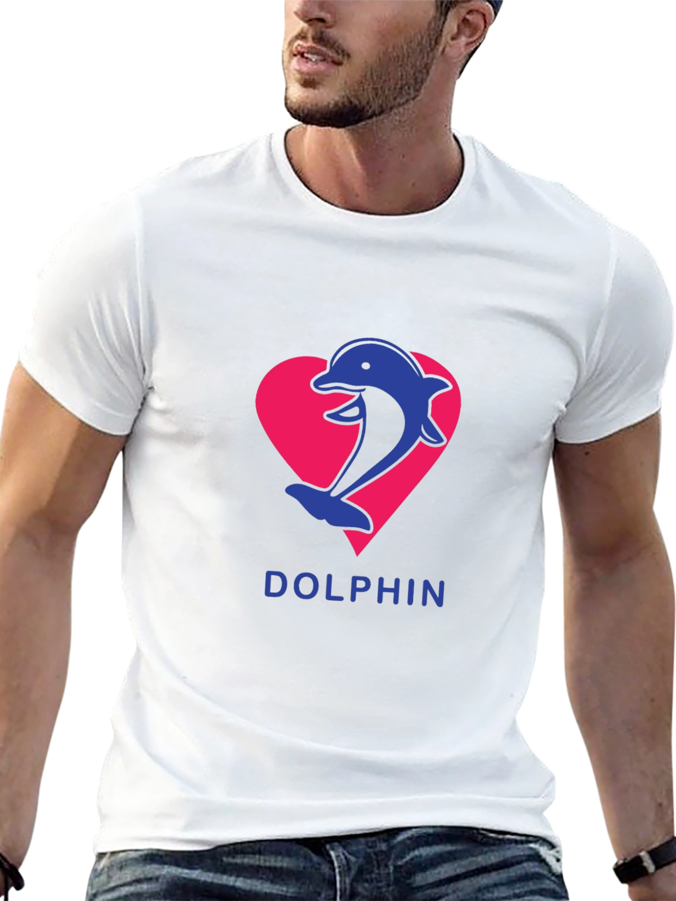 Dolphin Heart Graphic T-Shirt - Casual Comfort