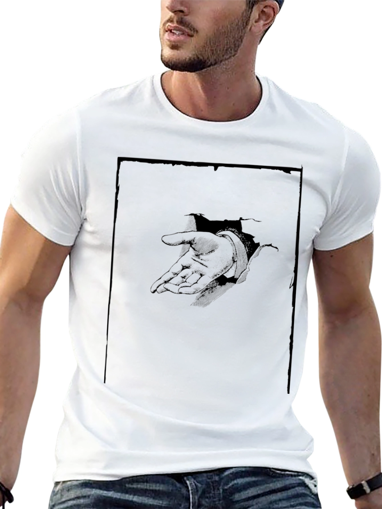 Graphic Black T-Shirt with Hand Design
