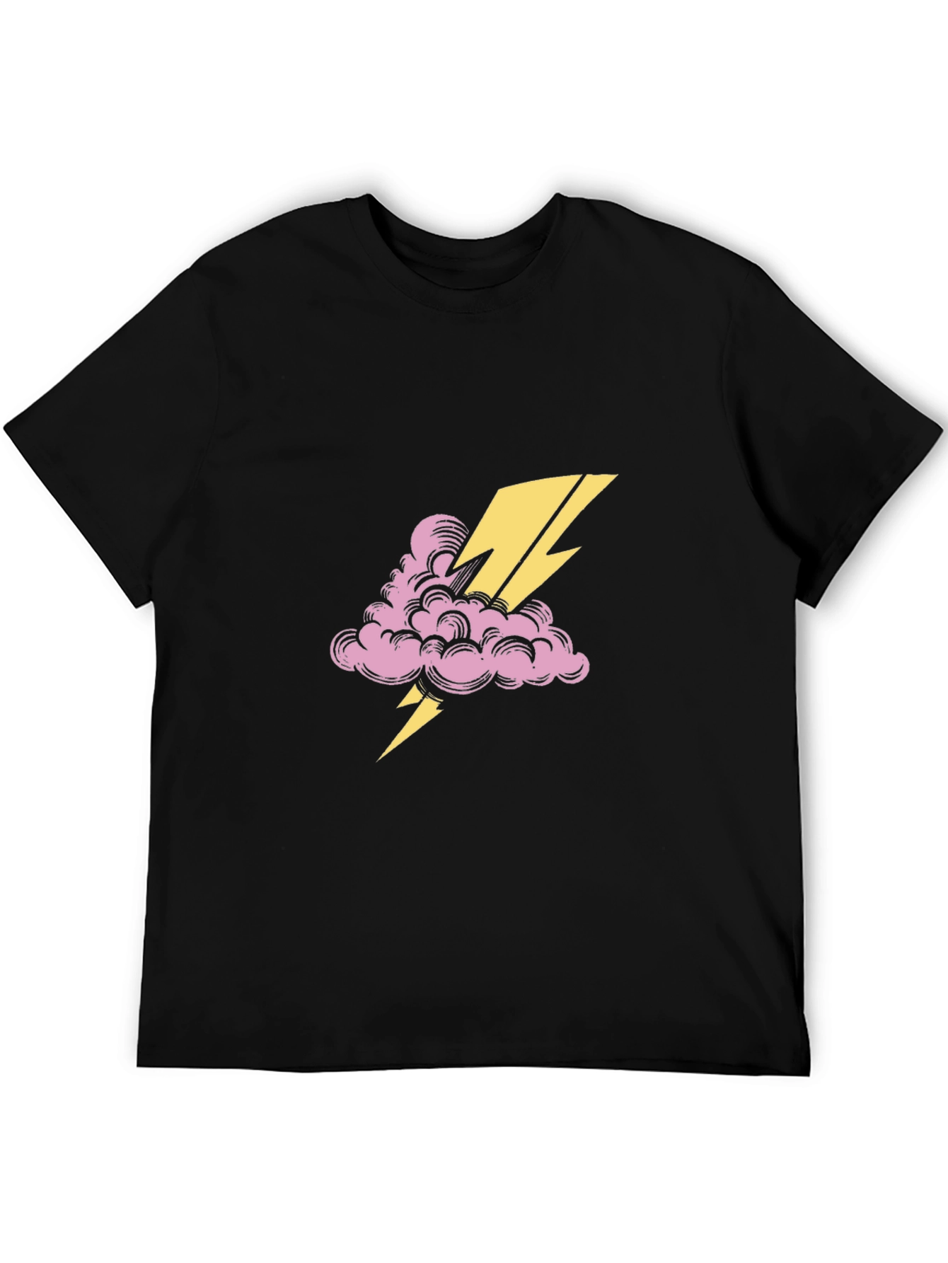 Thunder Cloud Tee - Black Cotton Graphic T-Shirt