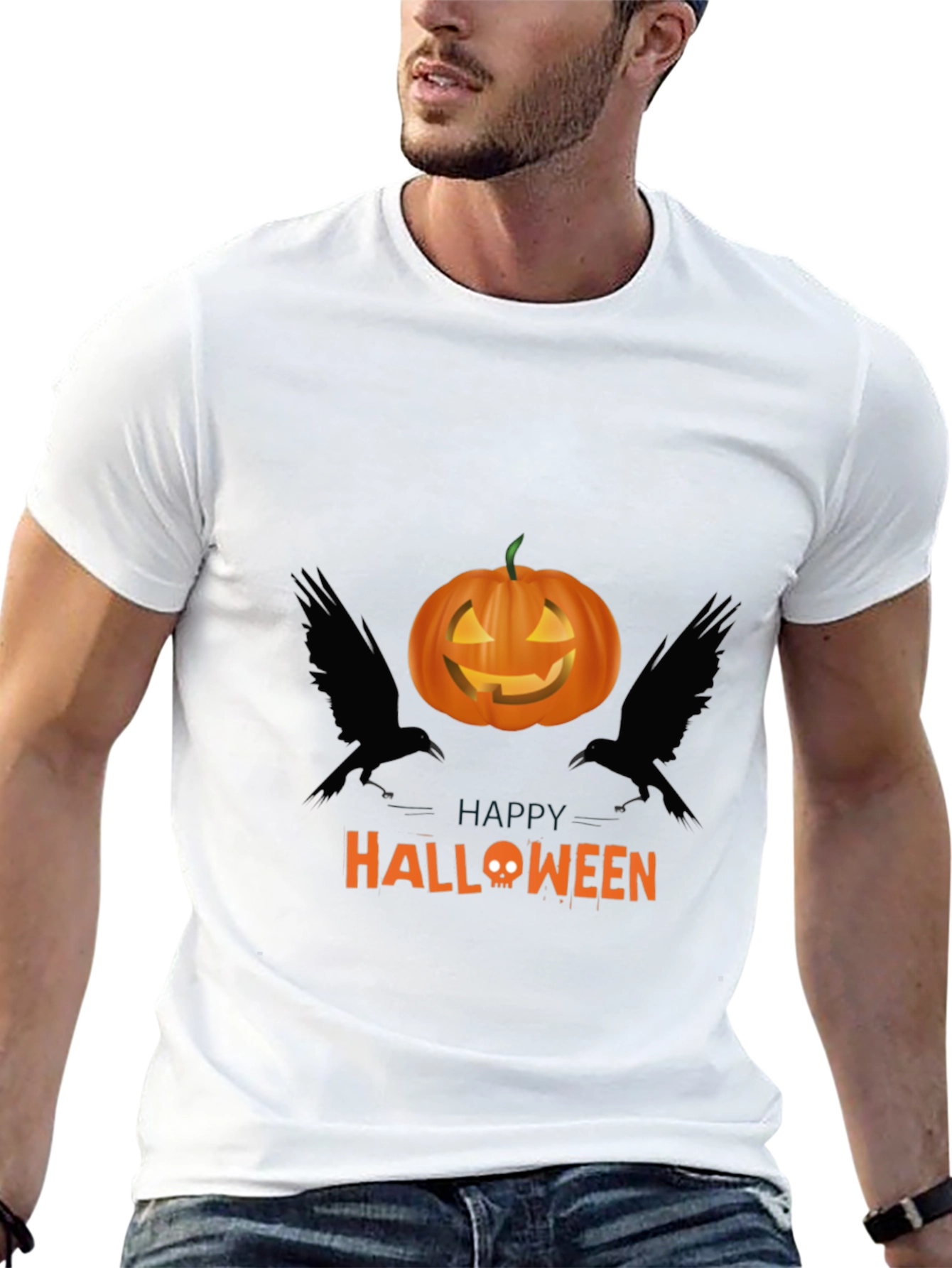 Halloween Pumpkin & Raven Graphic Tee