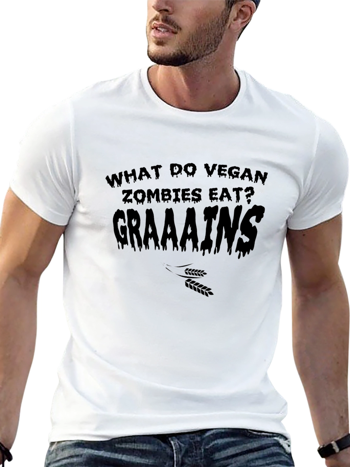 Vegan Zombie Graaaains T-Shirt - Funny Humor Tee