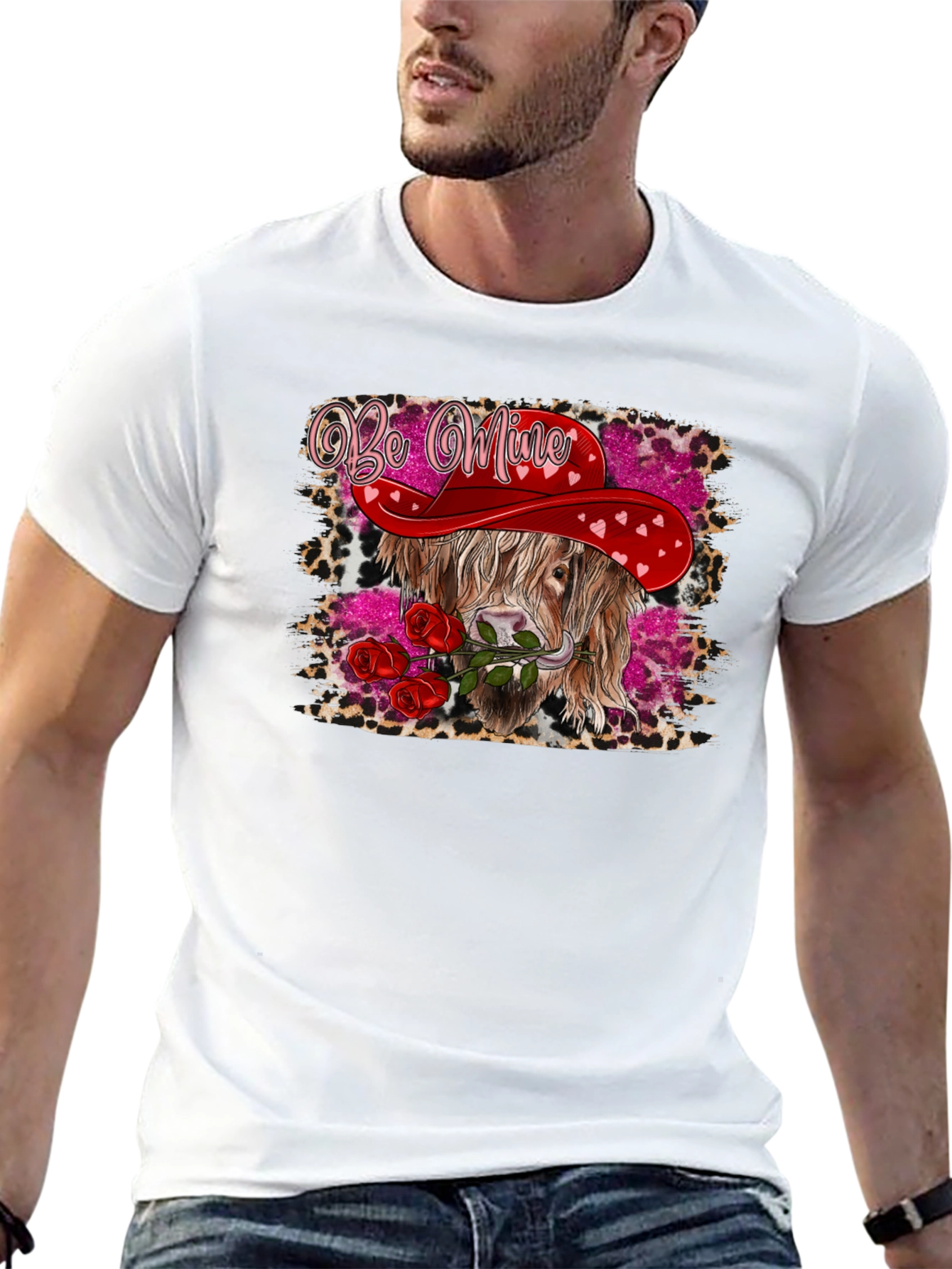Be Mine Highland Cow Valentines Day T-Shirt