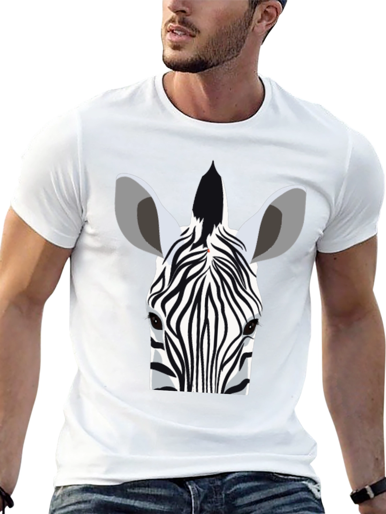 Zebra Head Graphic Tee - Stylish Black T-Shirt