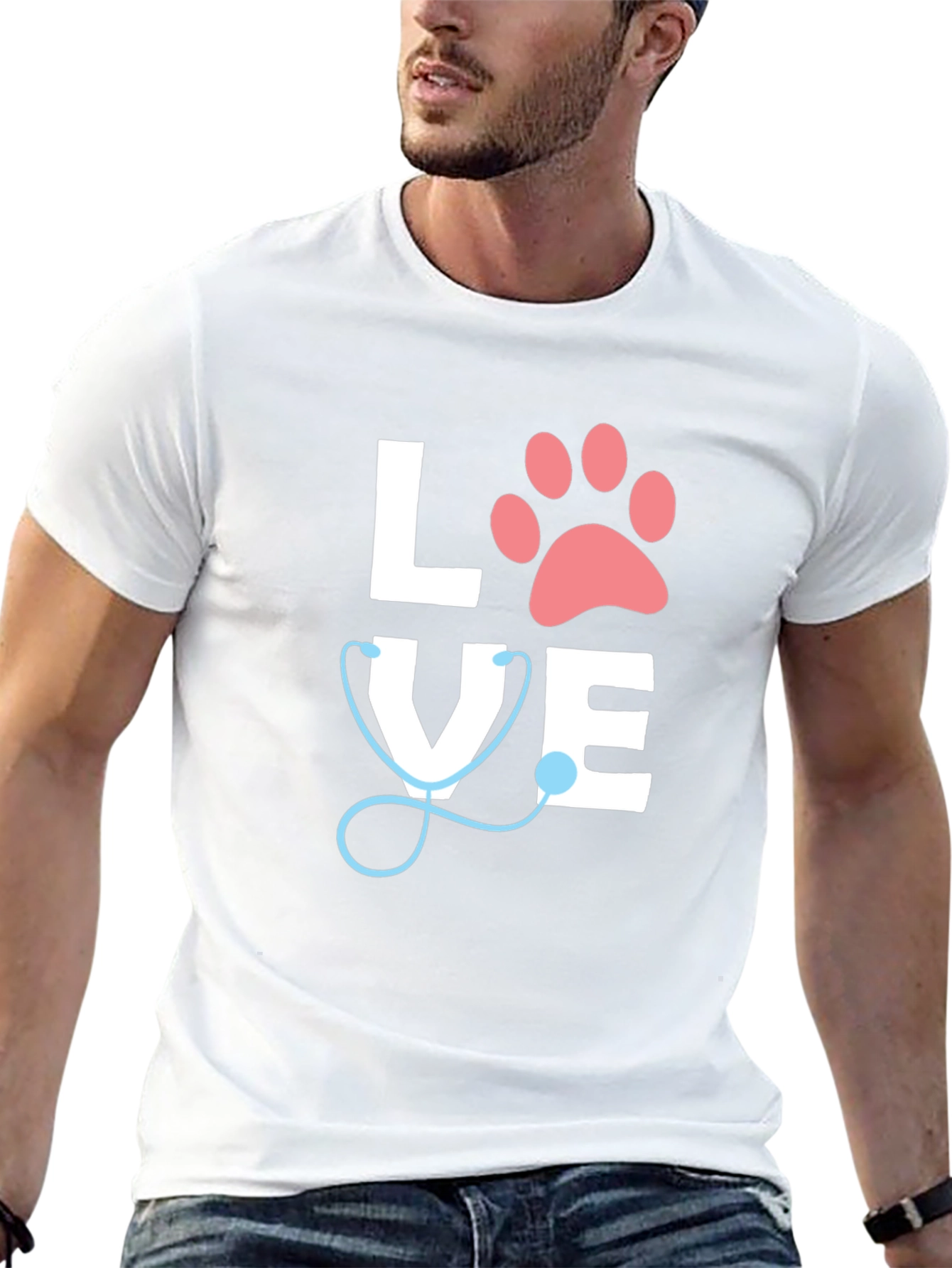 Vet Love T-Shirt - Paw Print & Stethoscope Design