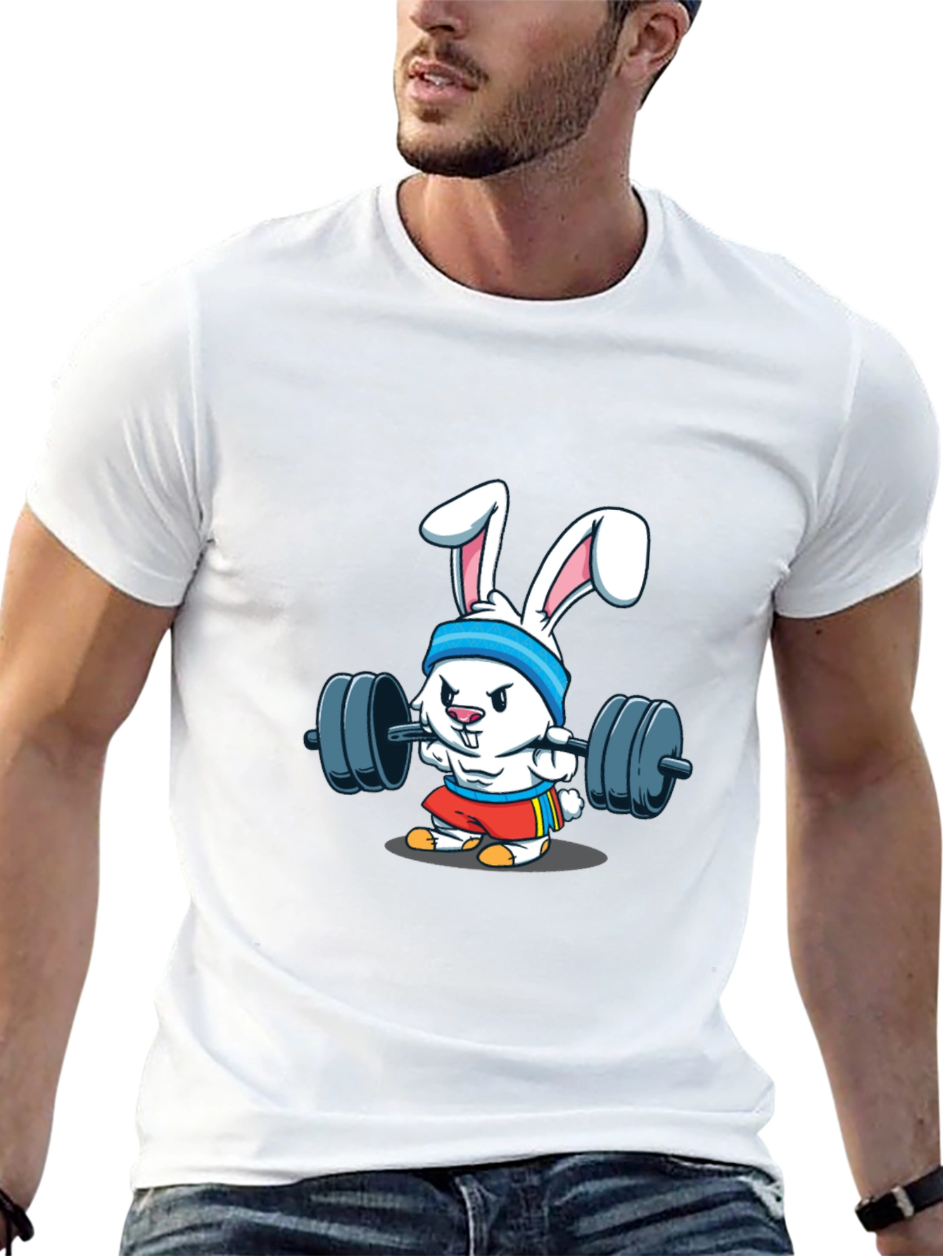 Funny Bunny Gym T-Shirt - Black Cotton Tee