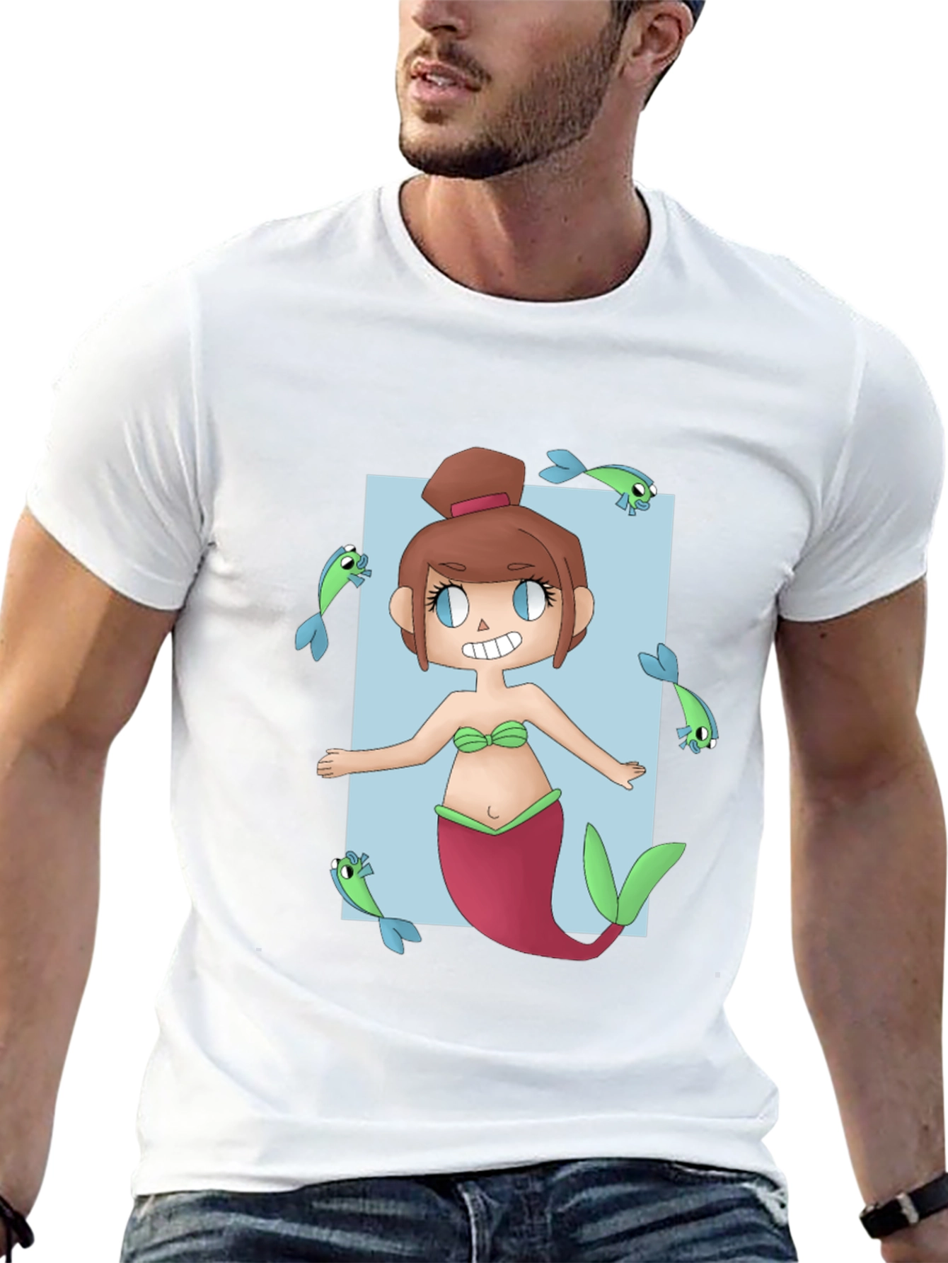 Mermaid Graphic Tee - Unique Cartoon Design