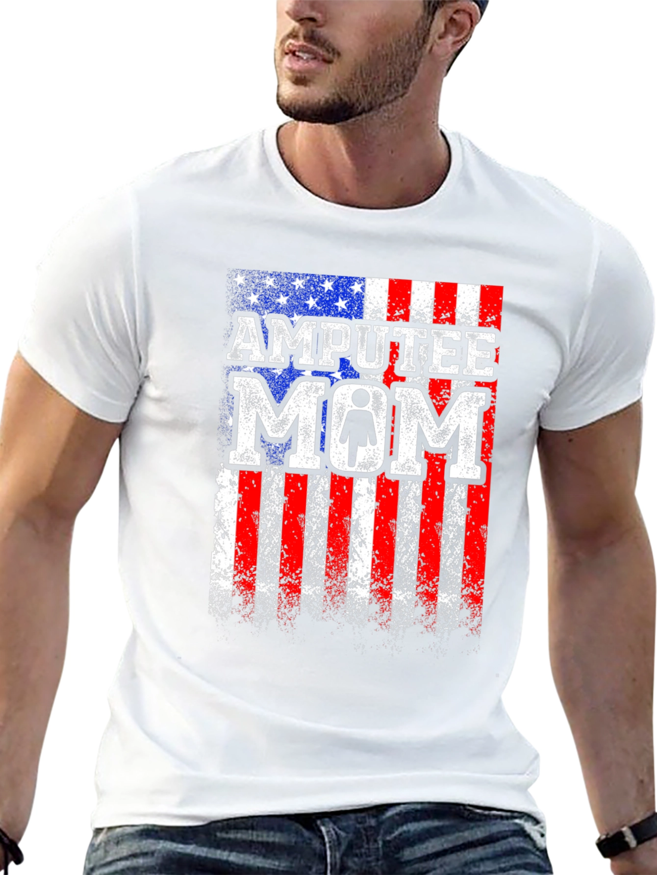 Amputee Mom Patriotic USA Flag T-Shirt