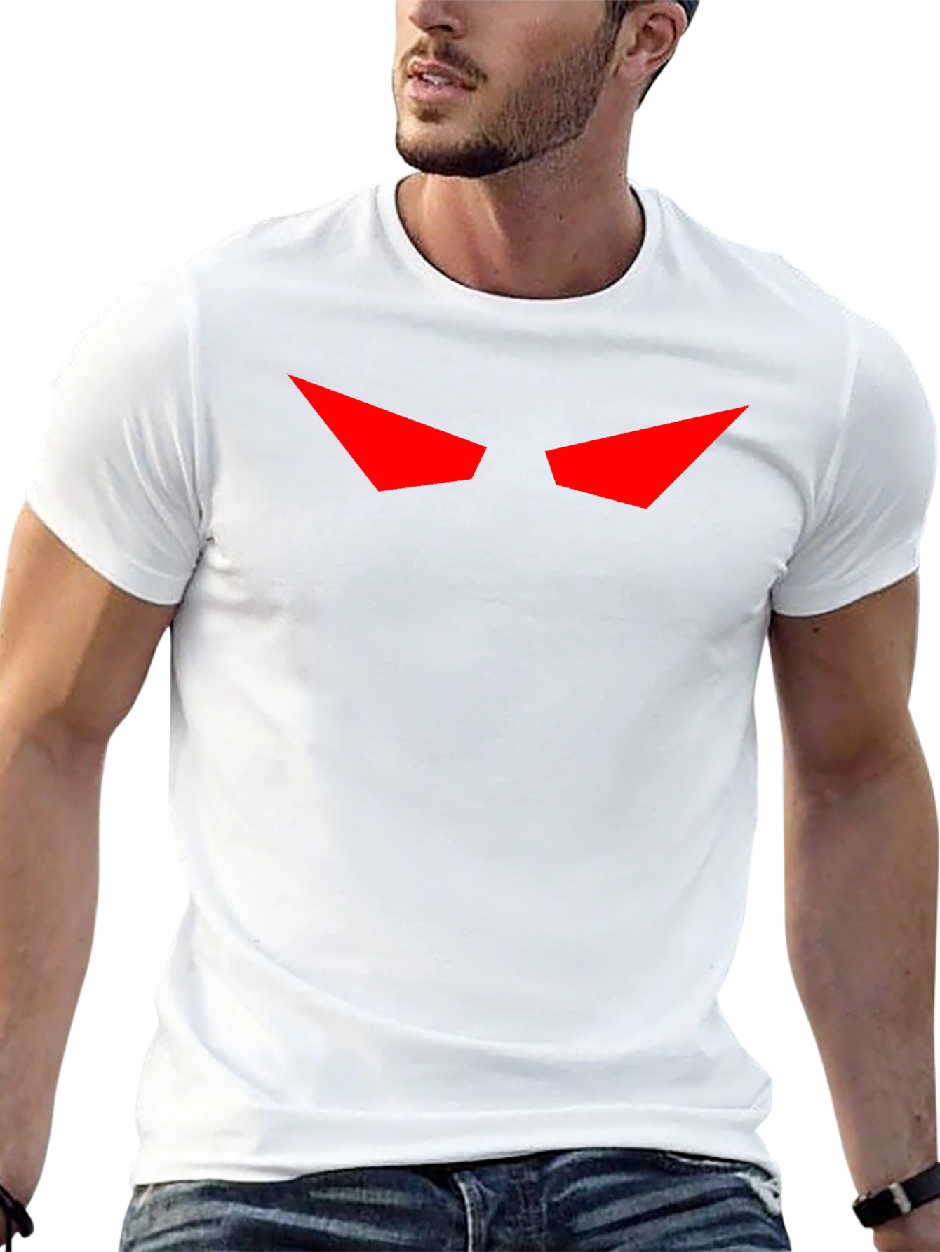 Mens Black T-Shirt with Red Eyes Graphic
