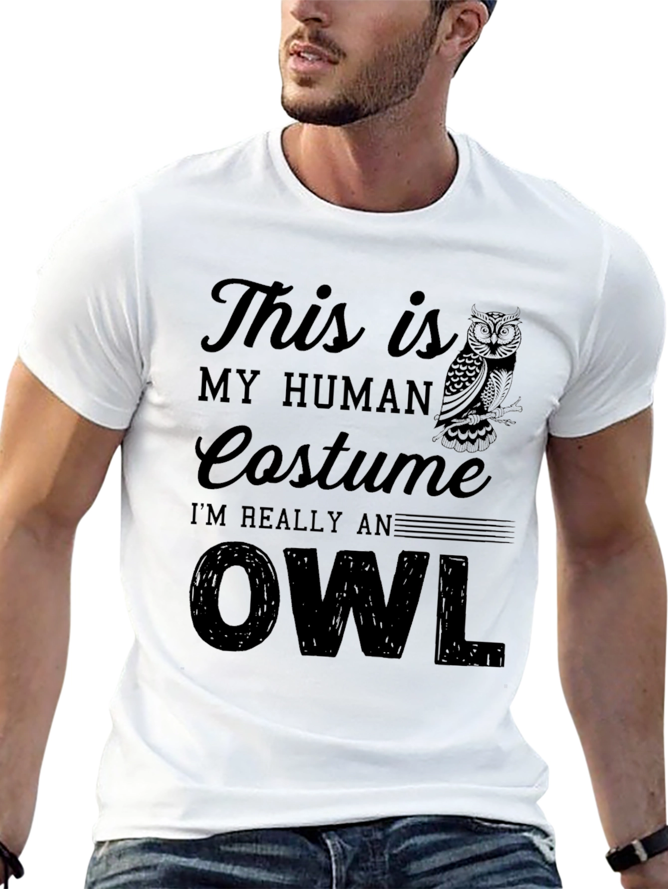 Human Costume Owl Graphic Novelty Tee