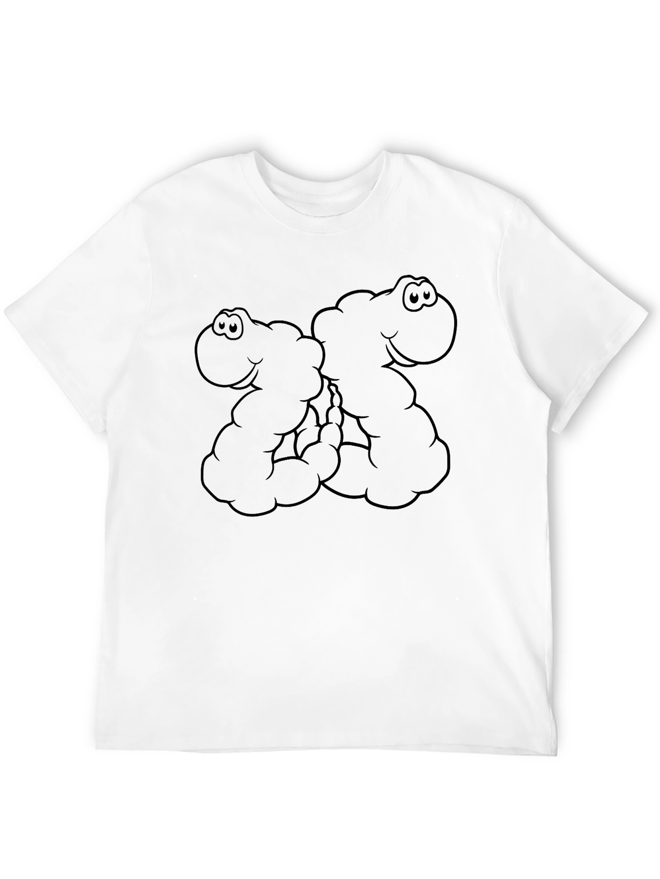 Cartoon Worm Graphic Tee - Black Cotton T-Shirt