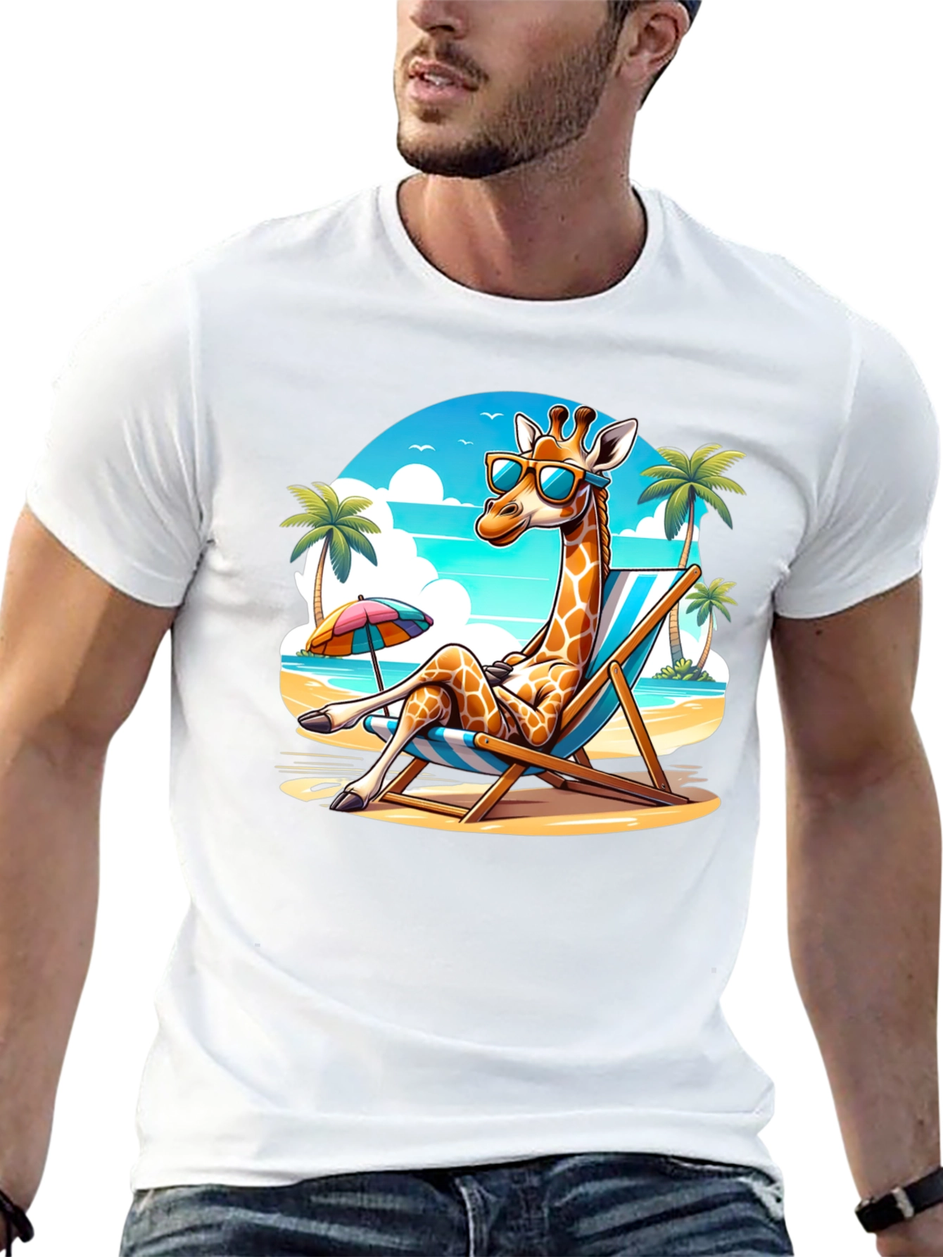 Giraffe Beach Vacation T-Shirt