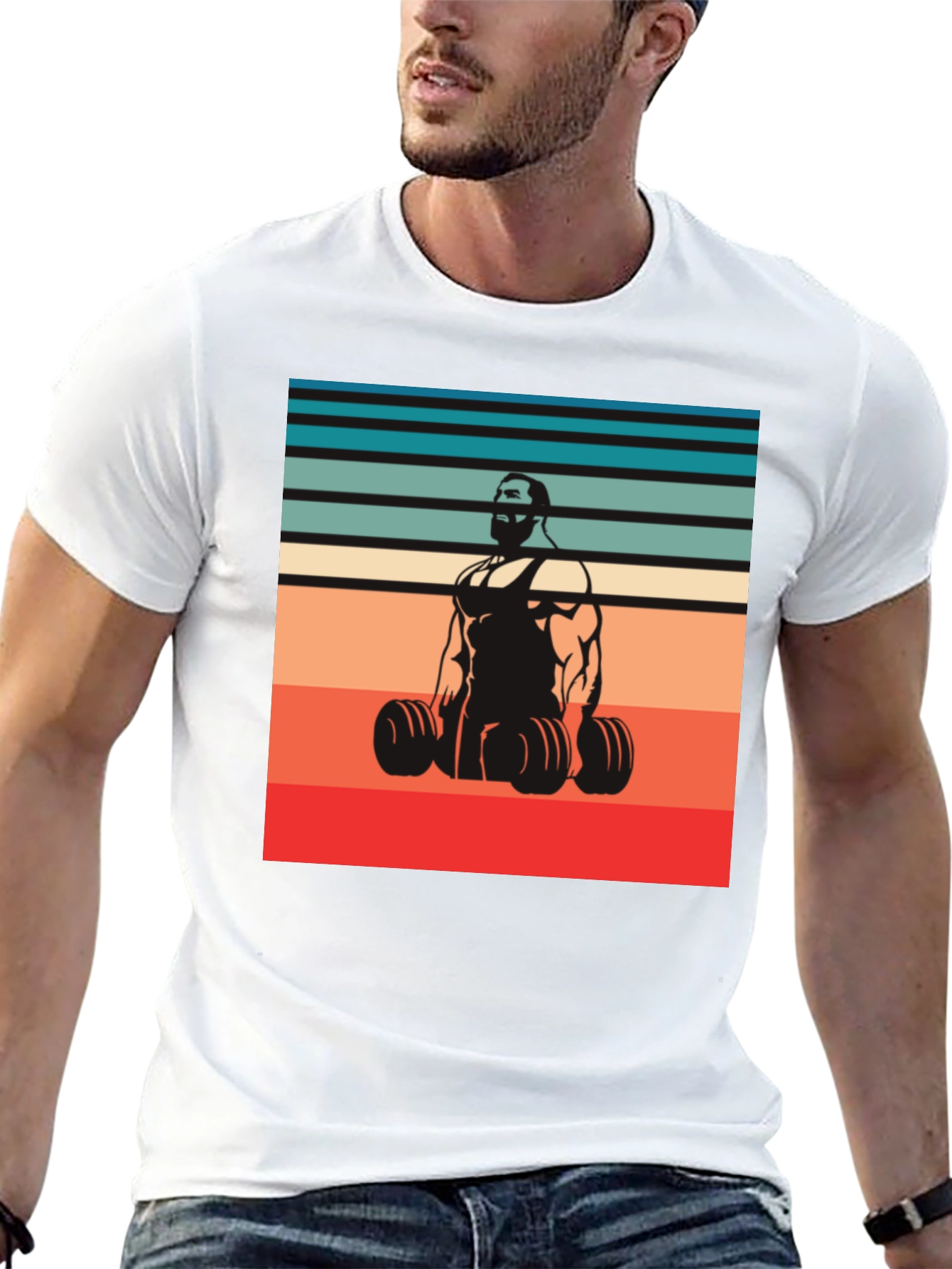 Retro Gym T-Shirt: Weightlifter Design