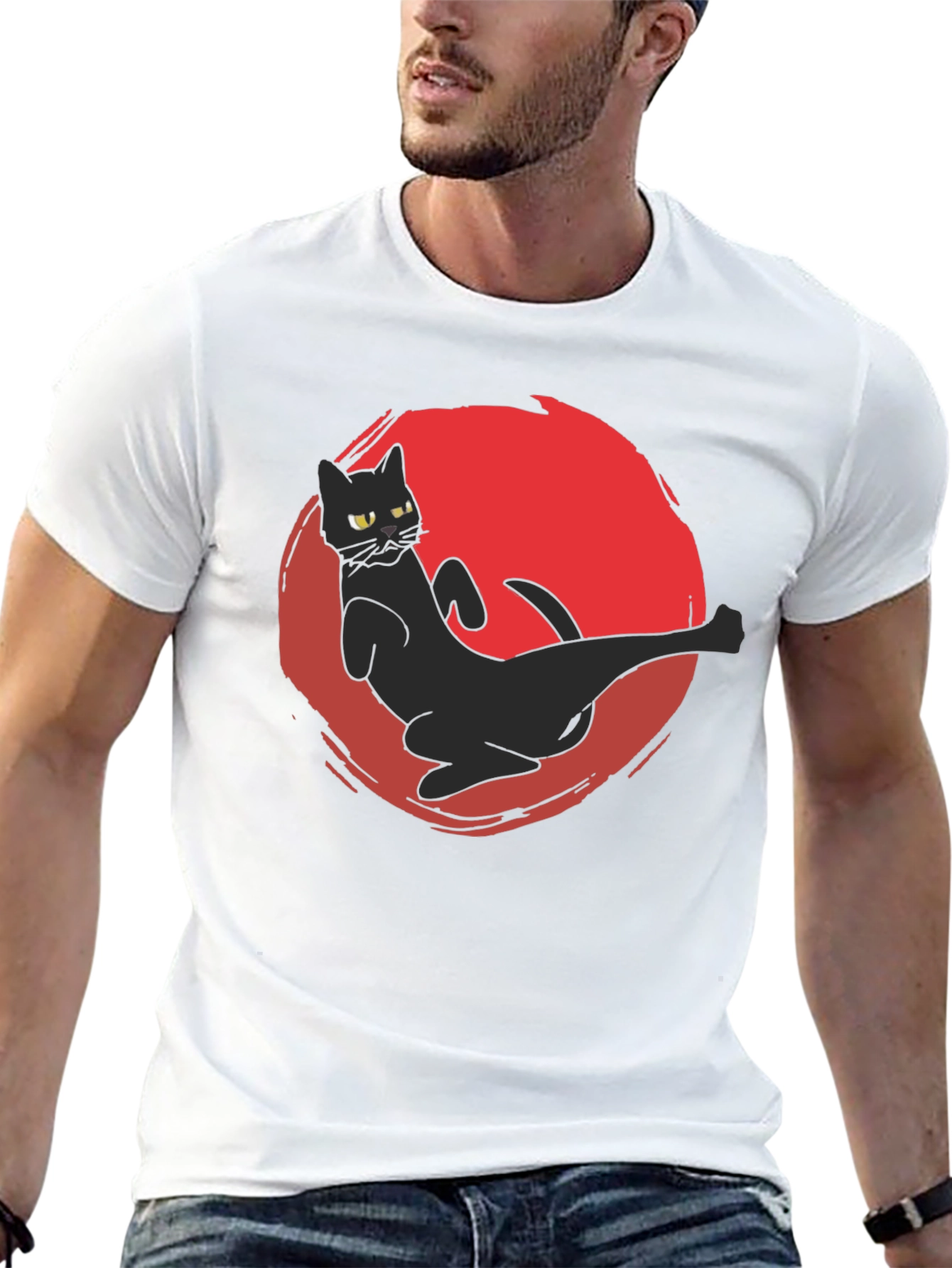 Black Cat Kick T-Shirt - Martial Arts Funny Tee