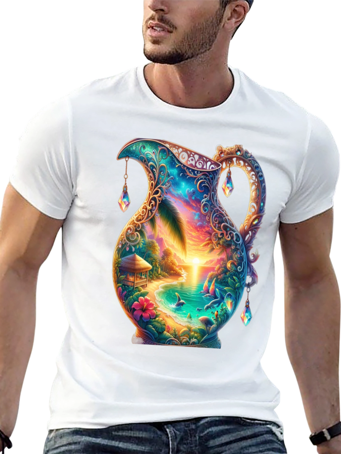 Tropical Beach Pitcher Graphic Tee
