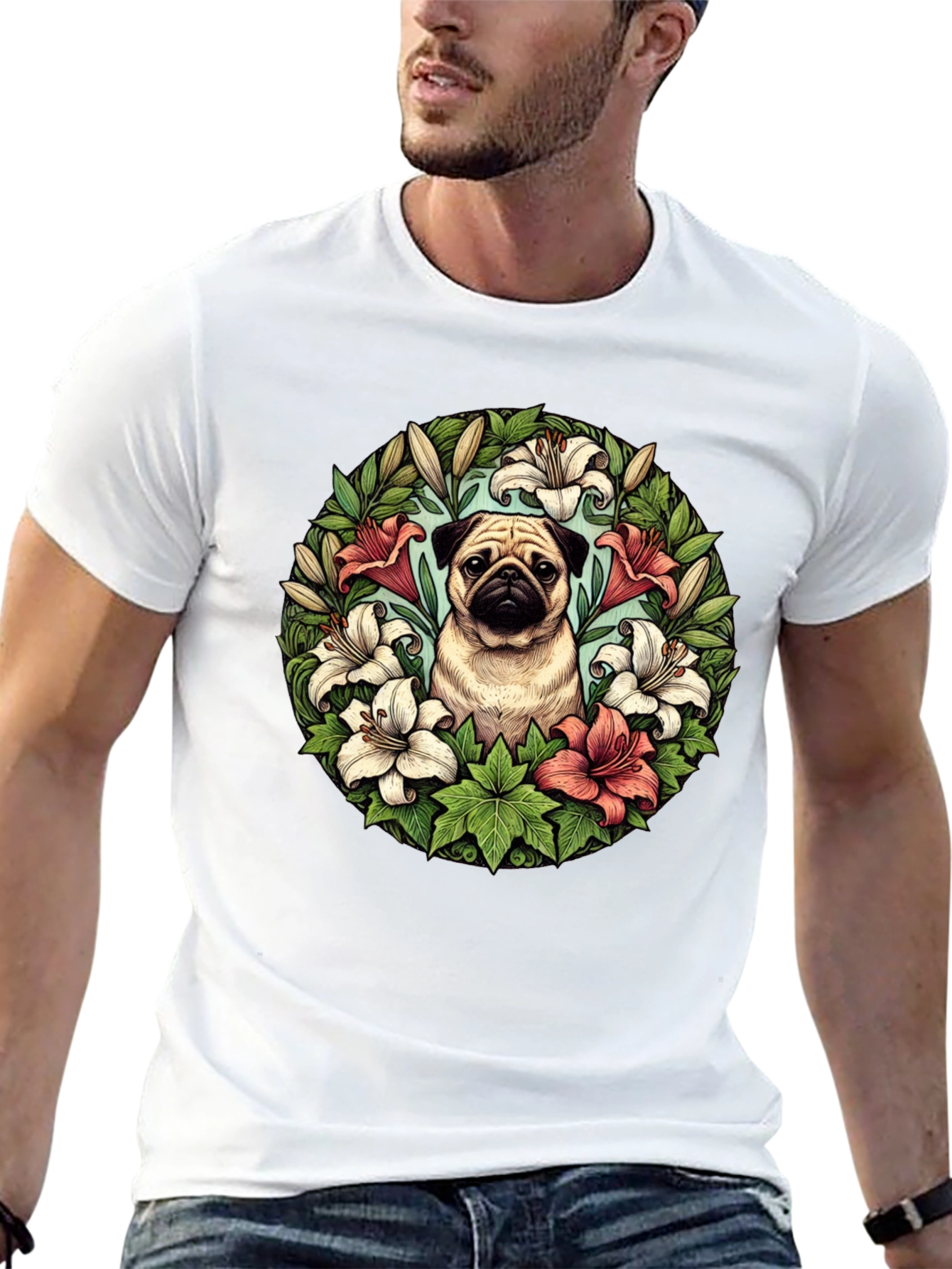 Pug and Lily Floral T-Shirt