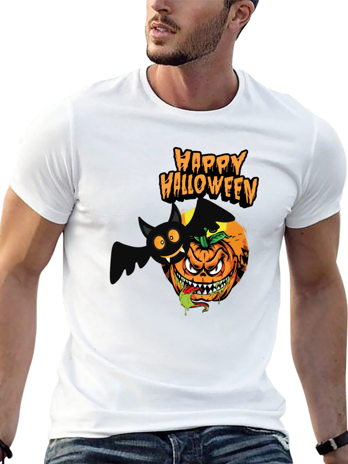 Halloween Pumpkin Bat T-Shirt