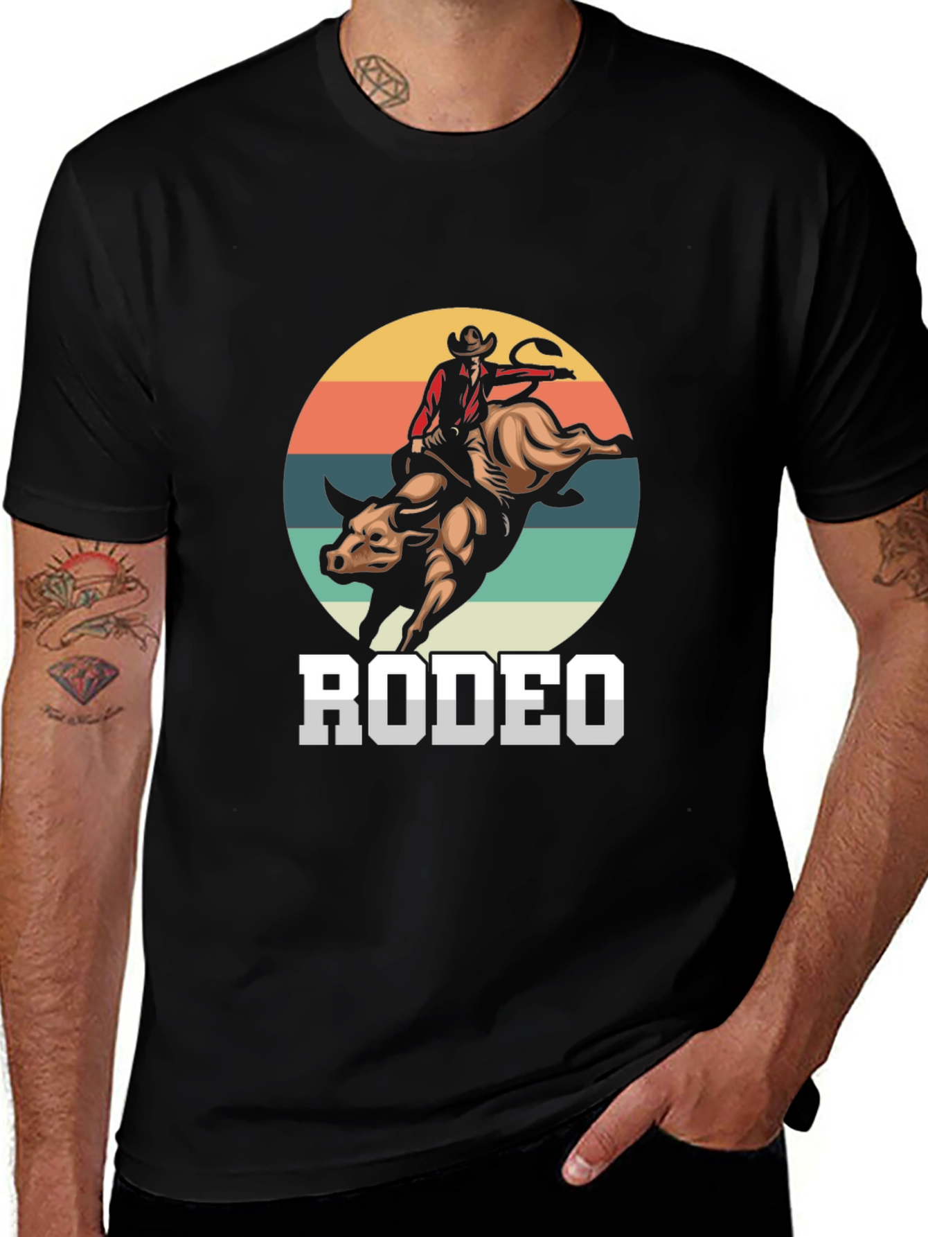 Rodeo Bull Riding Graphic Tee - Western Style Shirt