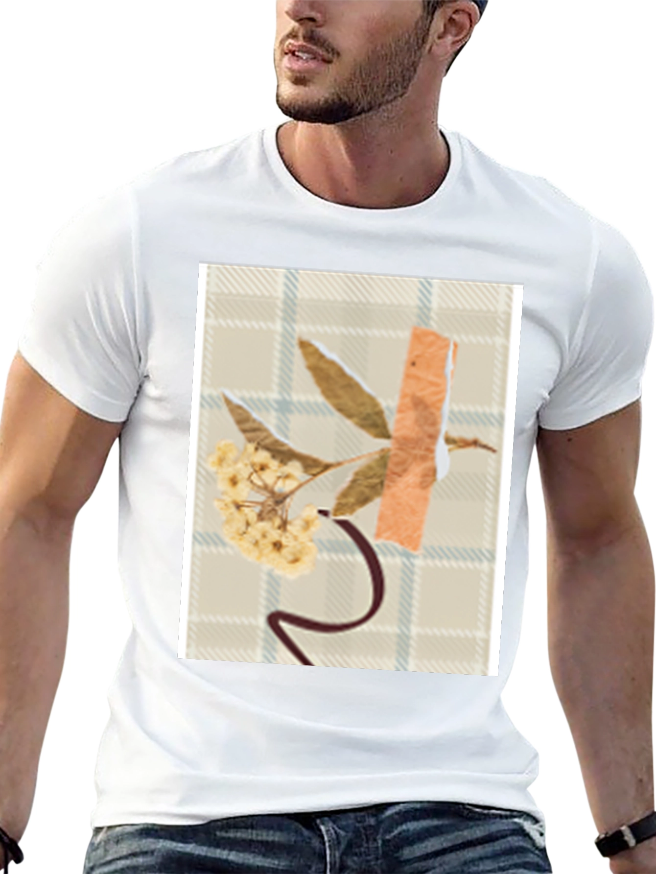 Floral Collage Graphic T-Shirt - Modern Abstract Design