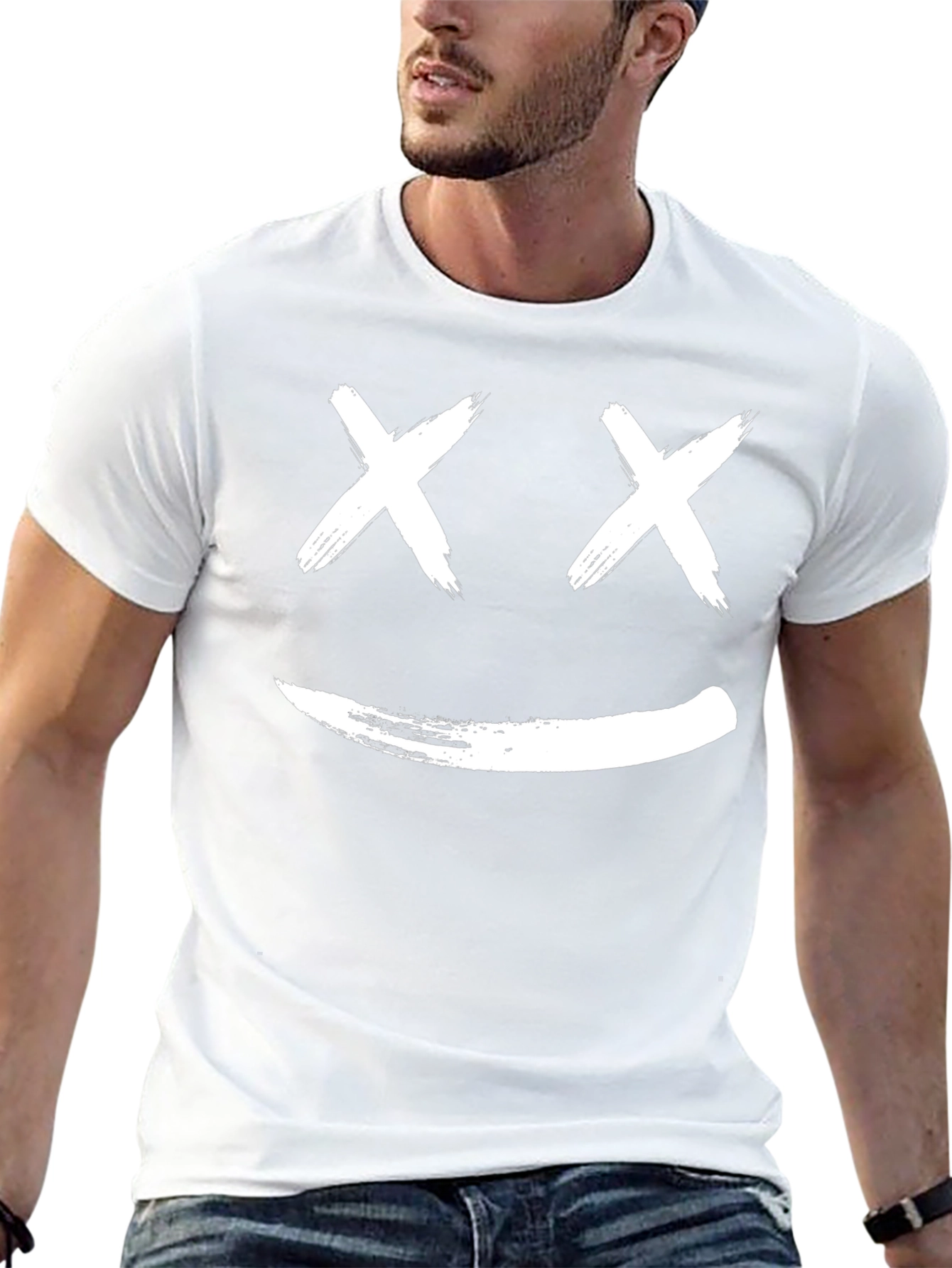 Smiley Face Graphic Tee - Casual Black T-Shirt